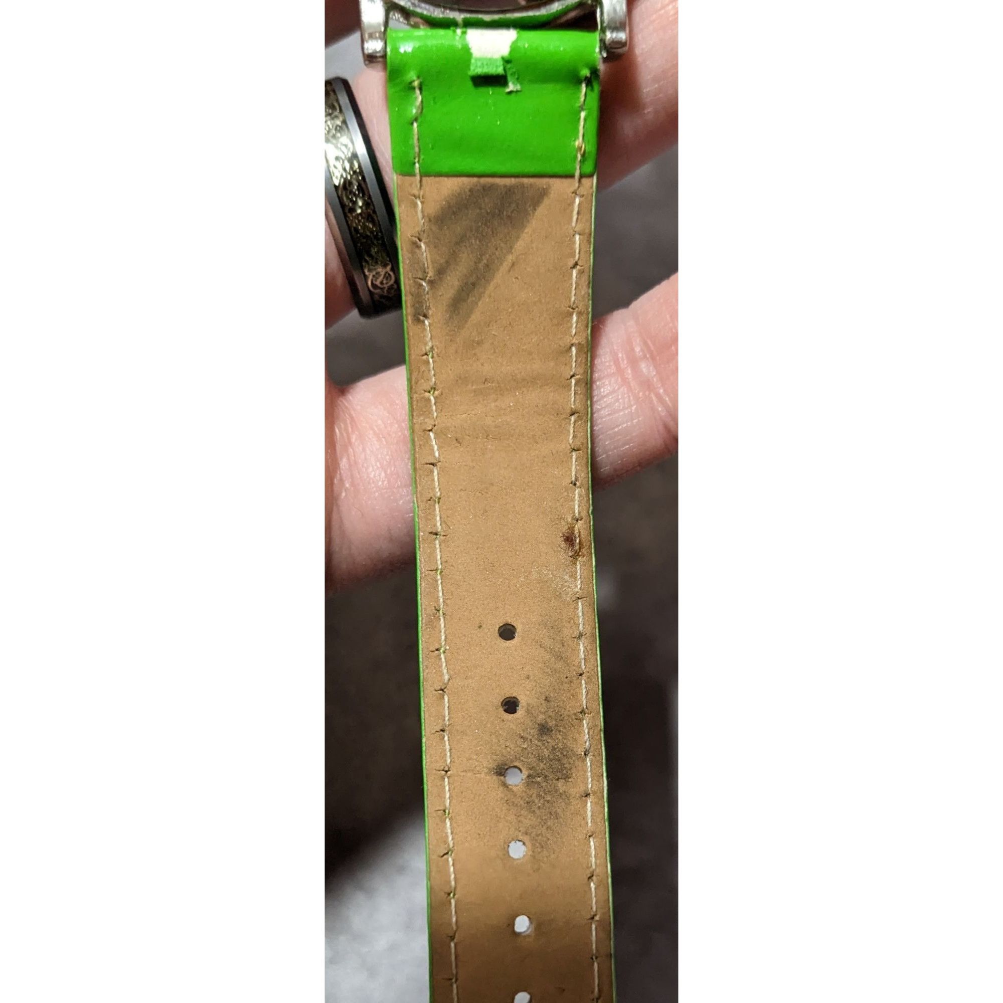 Other Lime Green Faux Leather Silver Tone Face Analog Watch Size ONE SIZE - 5 Thumbnail