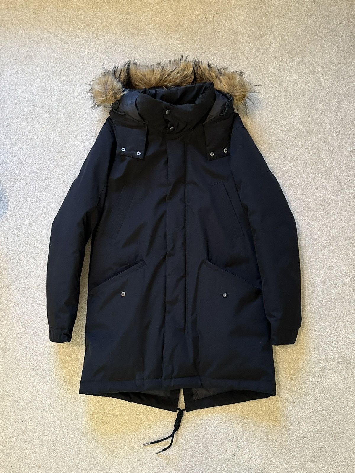Cole Haan Black Fur-Hood Fishtail Parka Size US S / EU 44-46 / 1 - 2 Thumbnail