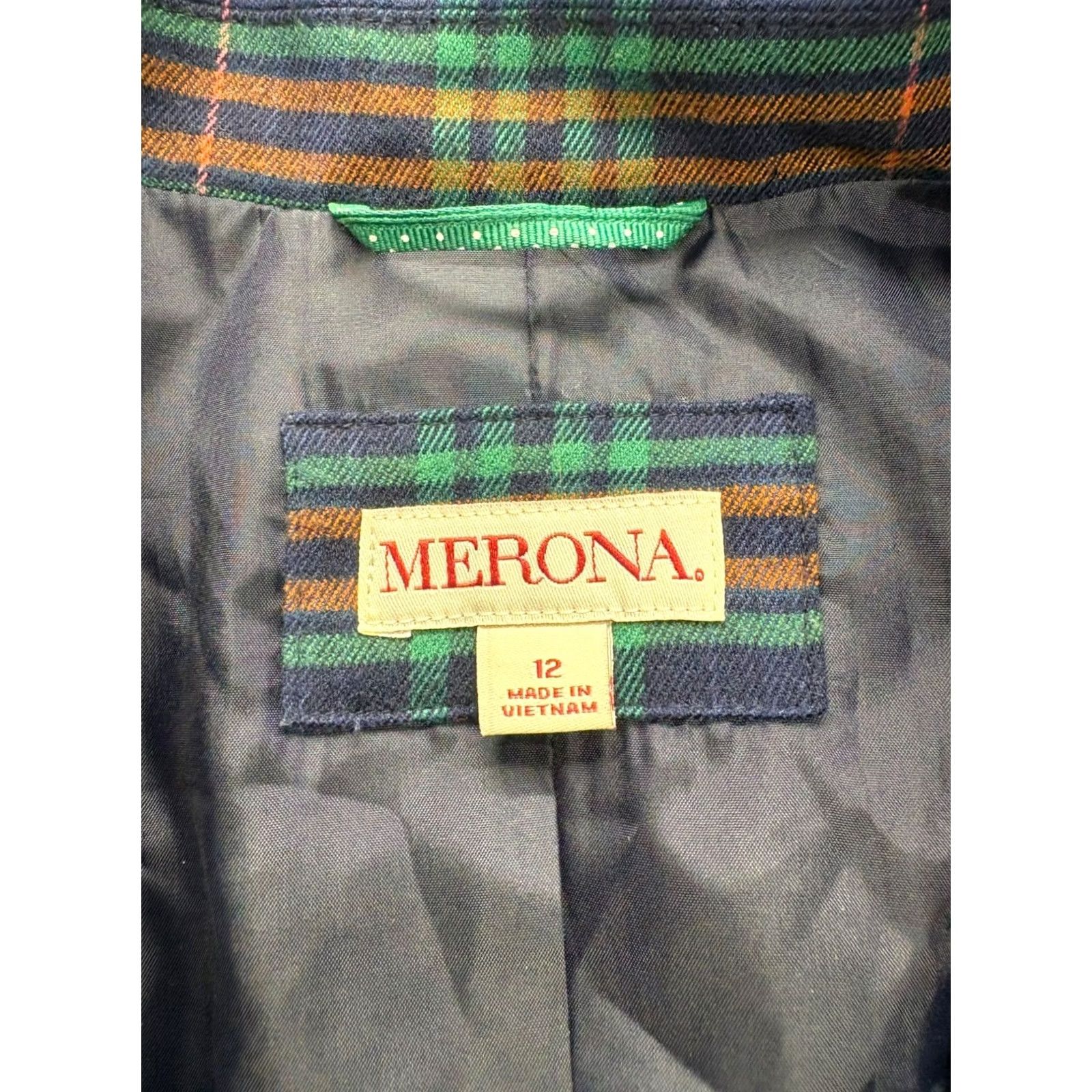 Merona Merona Womens Blazer Plaid Size 12 Blue/Green Checkered Pattern #7724 Size XL / US 12-14 / IT 48-50 - 4 Thumbnail
