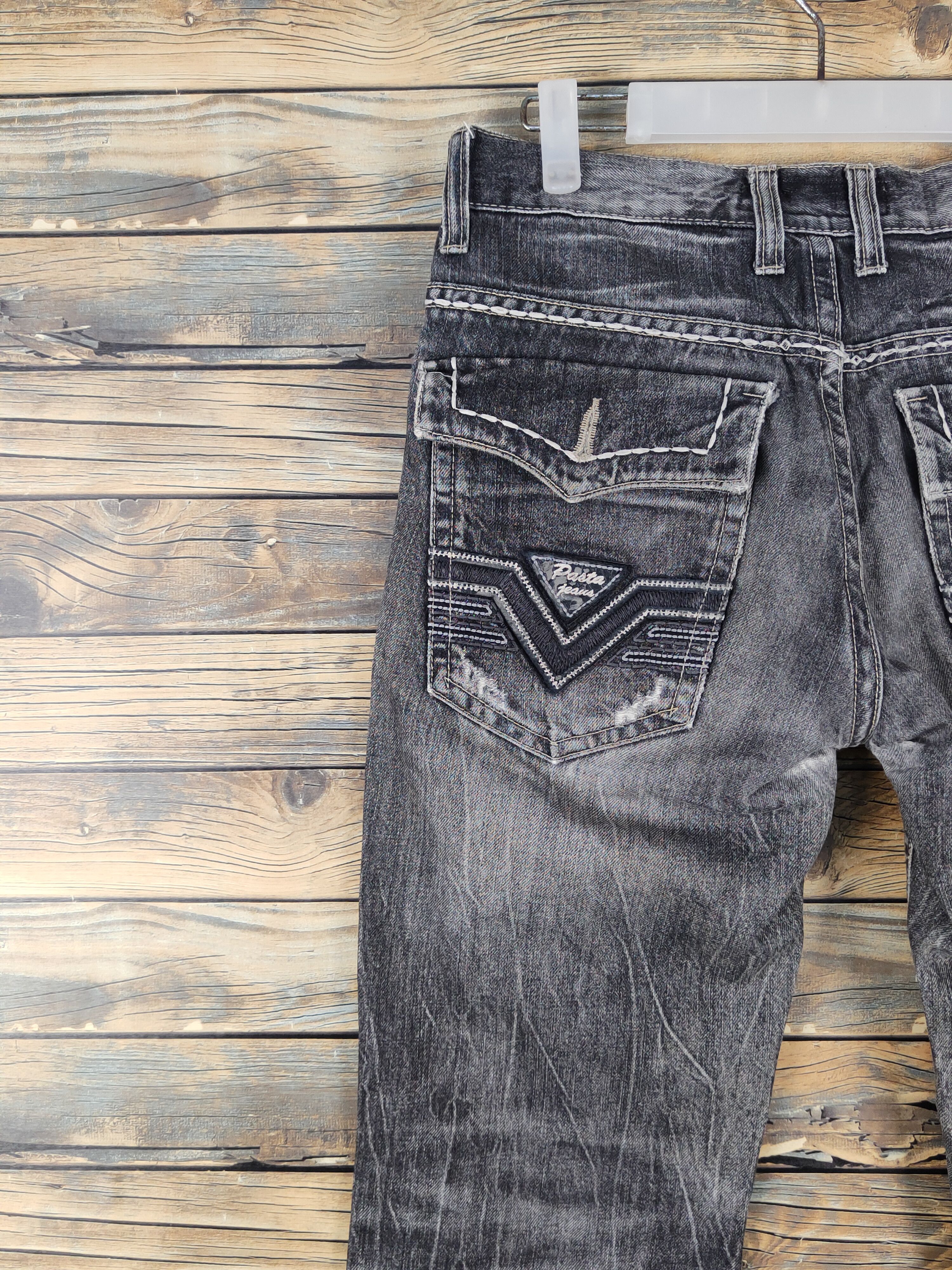 Japanese Brand Pasta Denim Black Distressed Ripped Jeans #W1415 Size US 31 - 13 Thumbnail