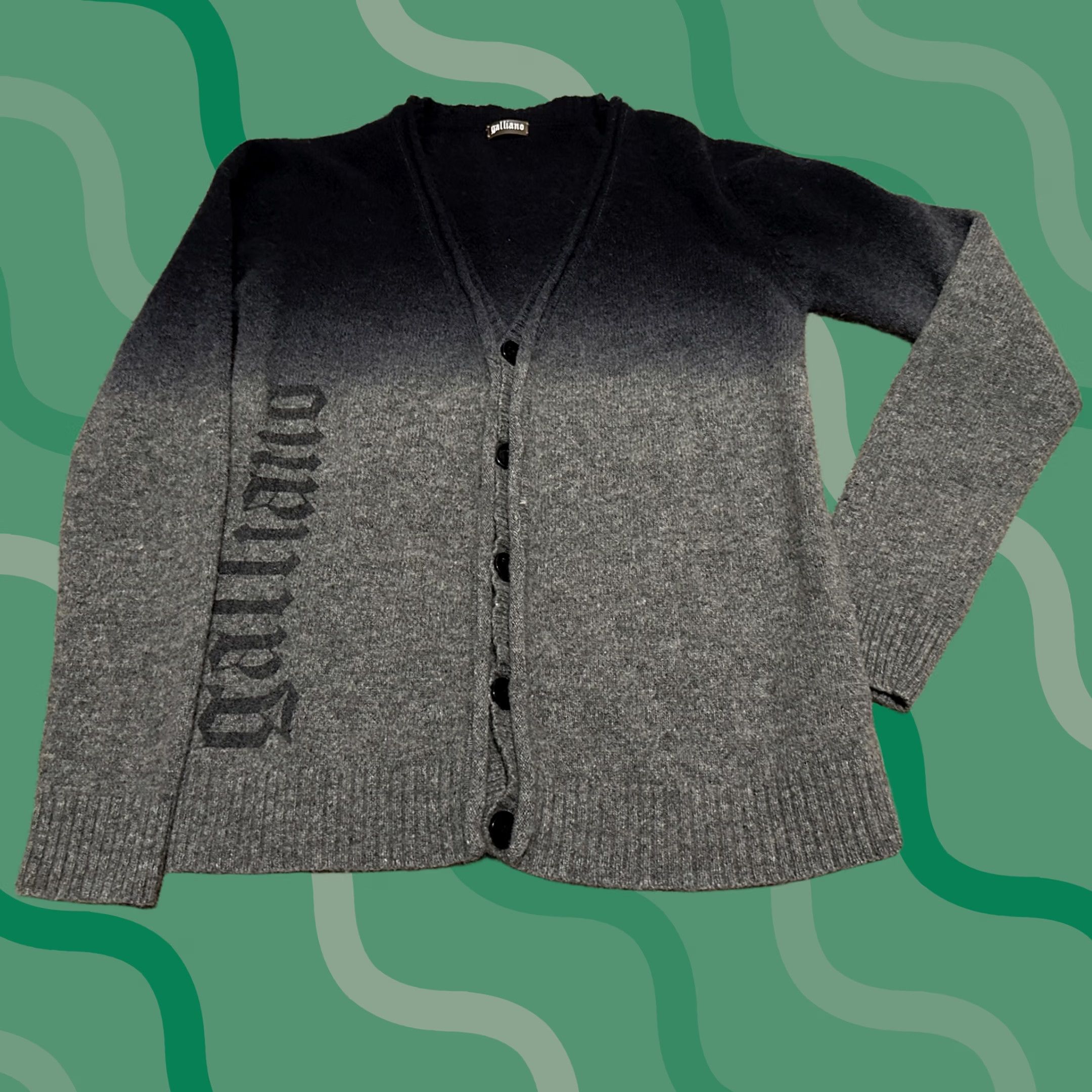 Vintage Galliano Sweater Womens Large Wool Preppy Cardigan Gray Black Size L / US 10 / IT 46 - 1 Thumbnail