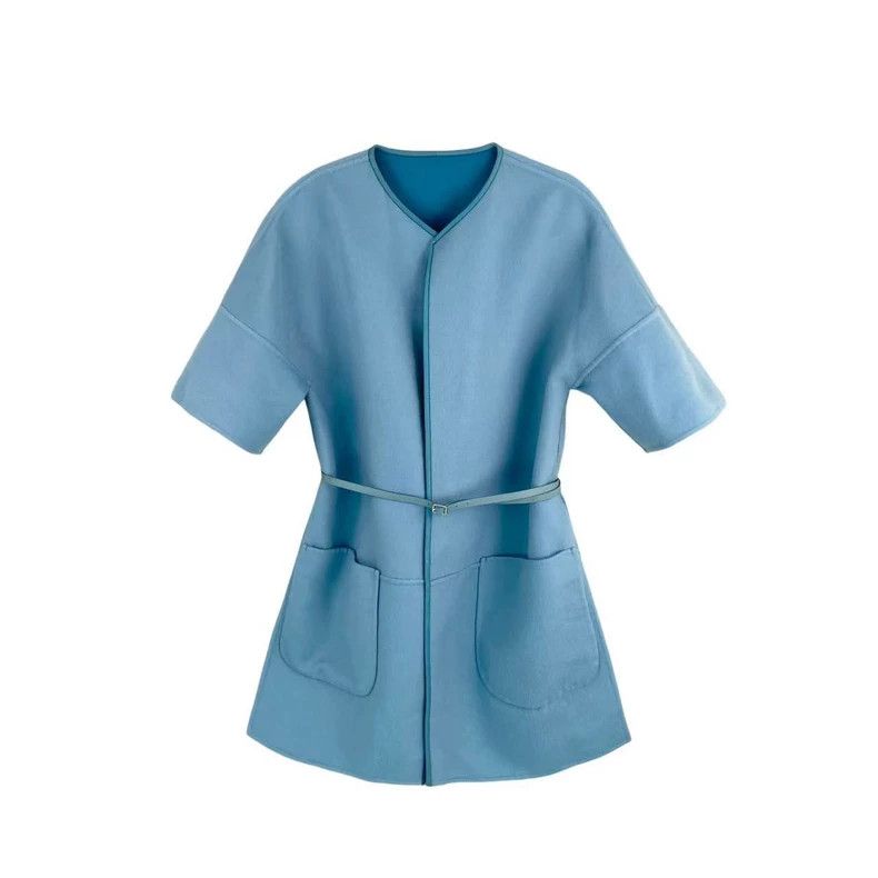 LORO PIANA Blue double-sided short sleeve jacket