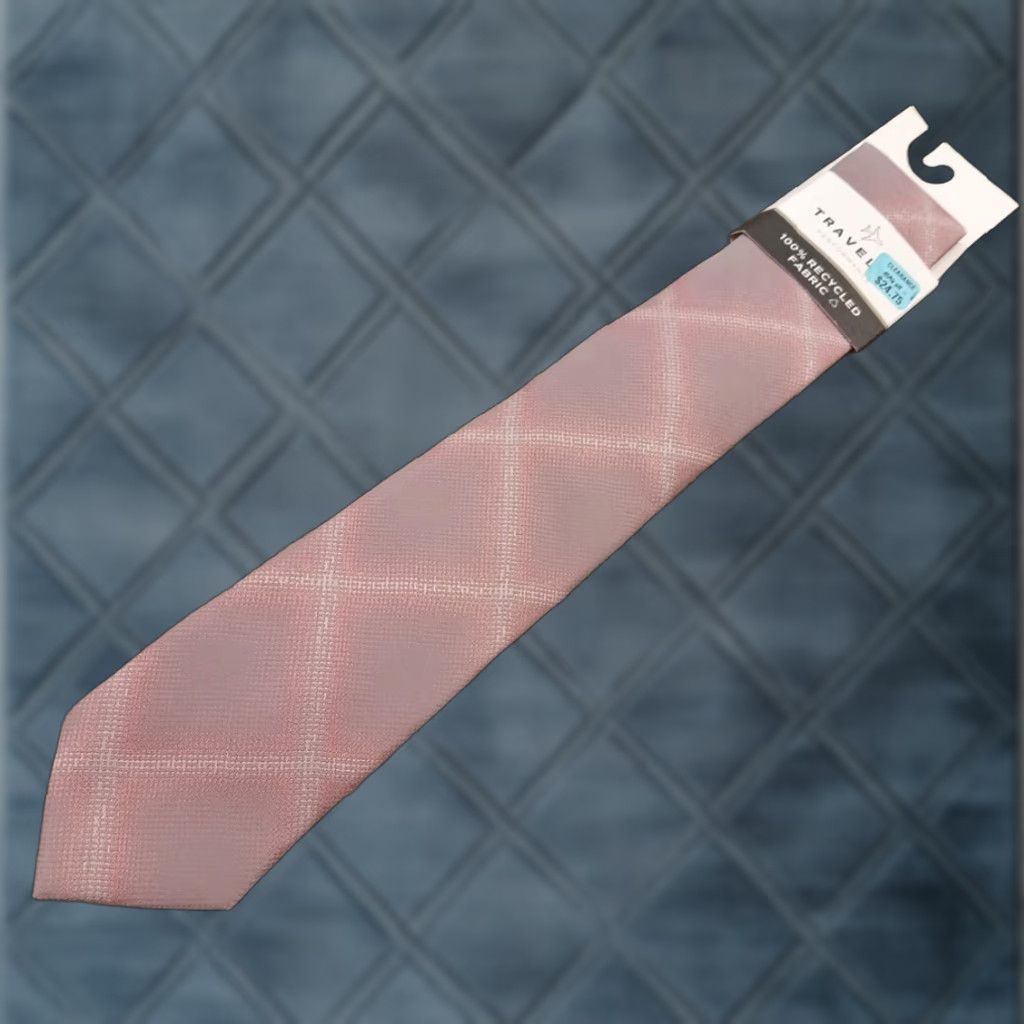 Van Heusen Van Heusen Necktie Pink Plaid Polyester Travel Men Tie Classic 57"-60" Pointed vintage No Size ONE SIZE - 1 Thumbnail