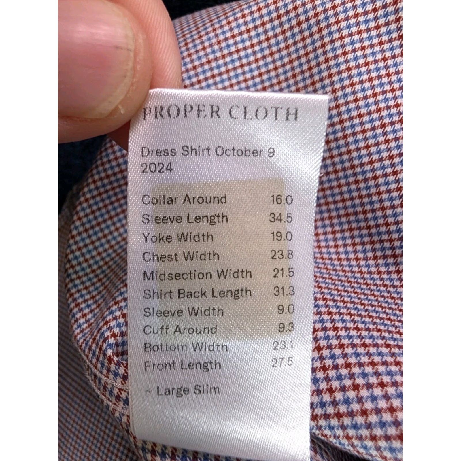 CLOT Proper Cloth Stretch Rose Houndstooth Shirt Button-Up Mens L Red Plaid Classic Preppy Casual/Workwear Shirt Size US L / EU 52-54 / 3 - 8 Thumbnail