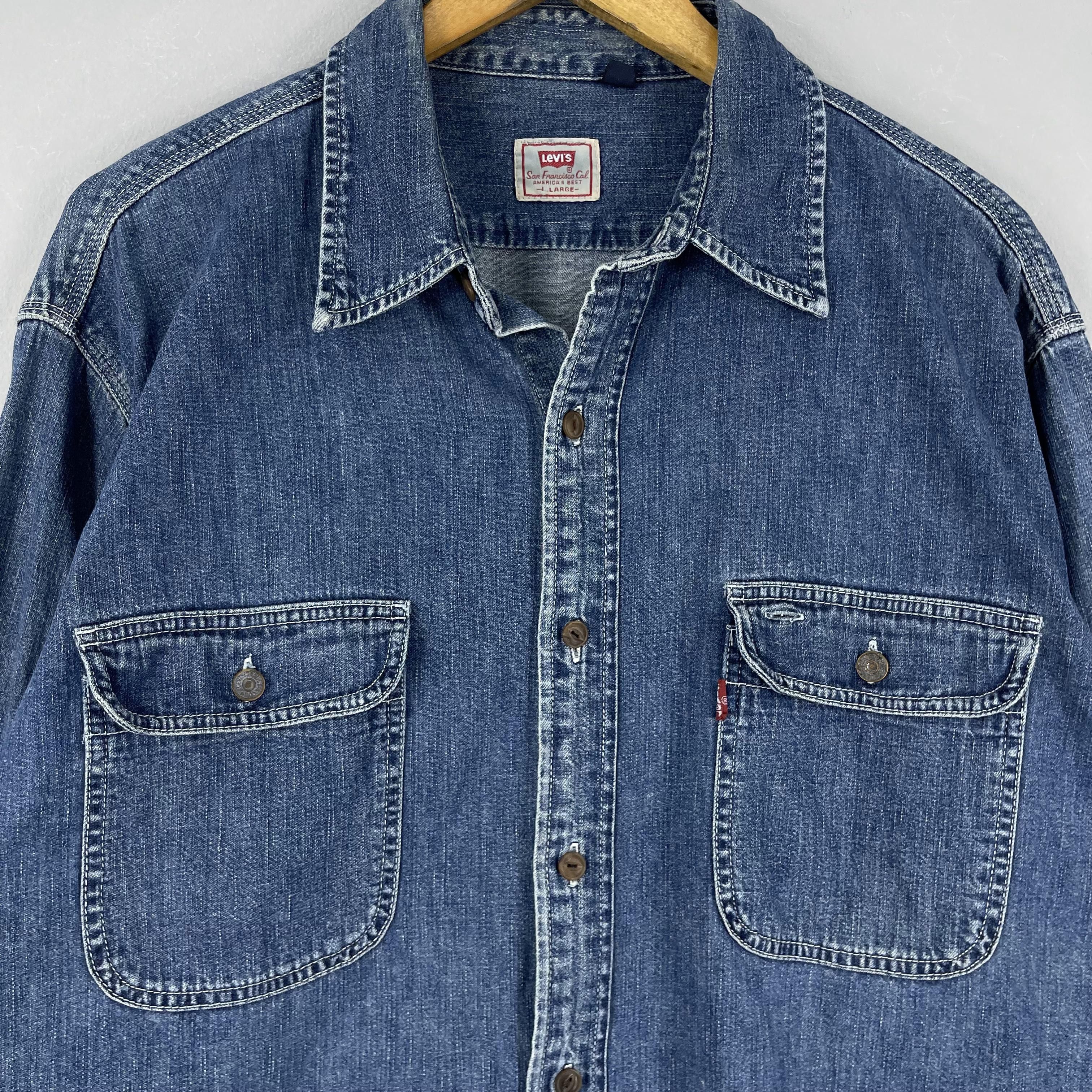 Levi's Vintage 90s LEVIS Denim Workers Double Pocket Shirt Size US XL / EU 56 / 4 - 2 Thumbnail