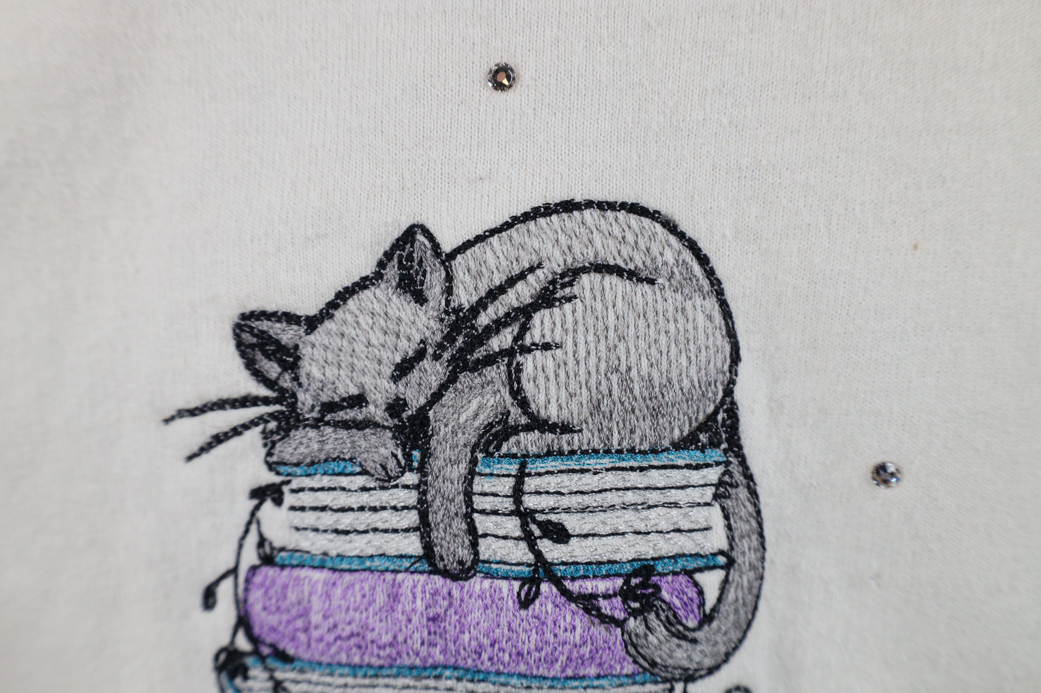 Vintage Vintage 90s Y2K Streetwear Cat Kitten Reading Zip Hoodie Size XXL / US 16-18 / IT 52-54 - 13 Thumbnail