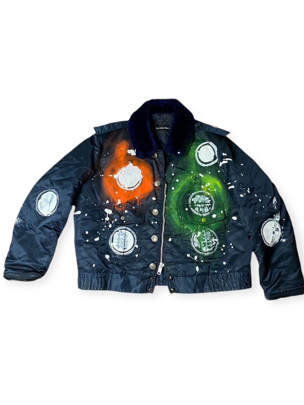 Vintage Hand-painted up cycle unisex bomber jacket. Size US L / EU 52-54 / 3 - 1 Thumbnail