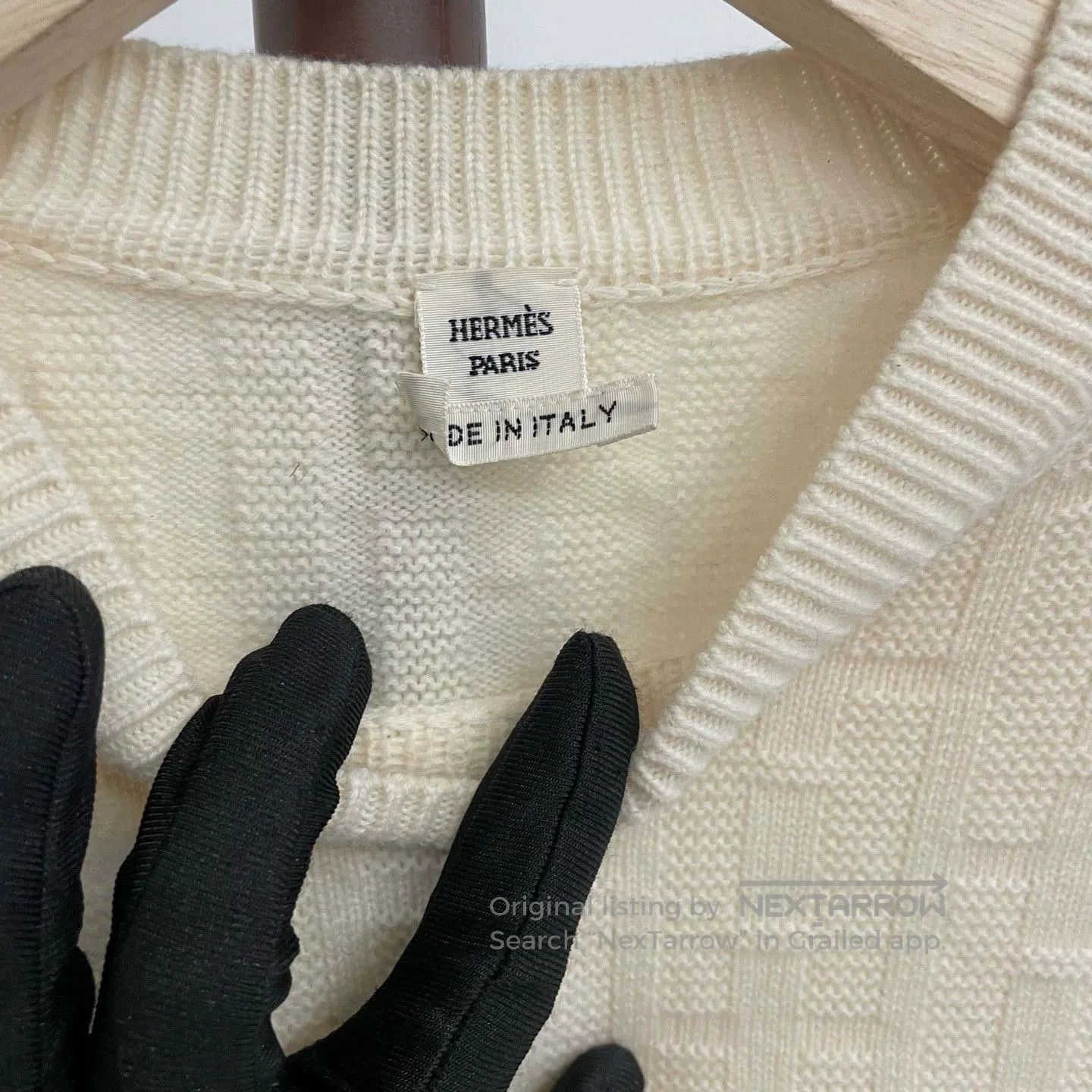 Hermes Cream Cashmere Crewneck Sweater.