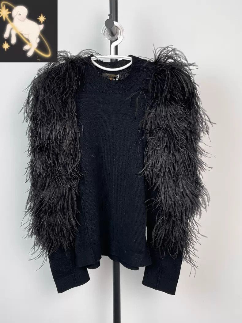 Louis Vuitton Louis Vuitton Black feather sleeve sweater Size L / US 10 / IT 46 - 1 Thumbnail