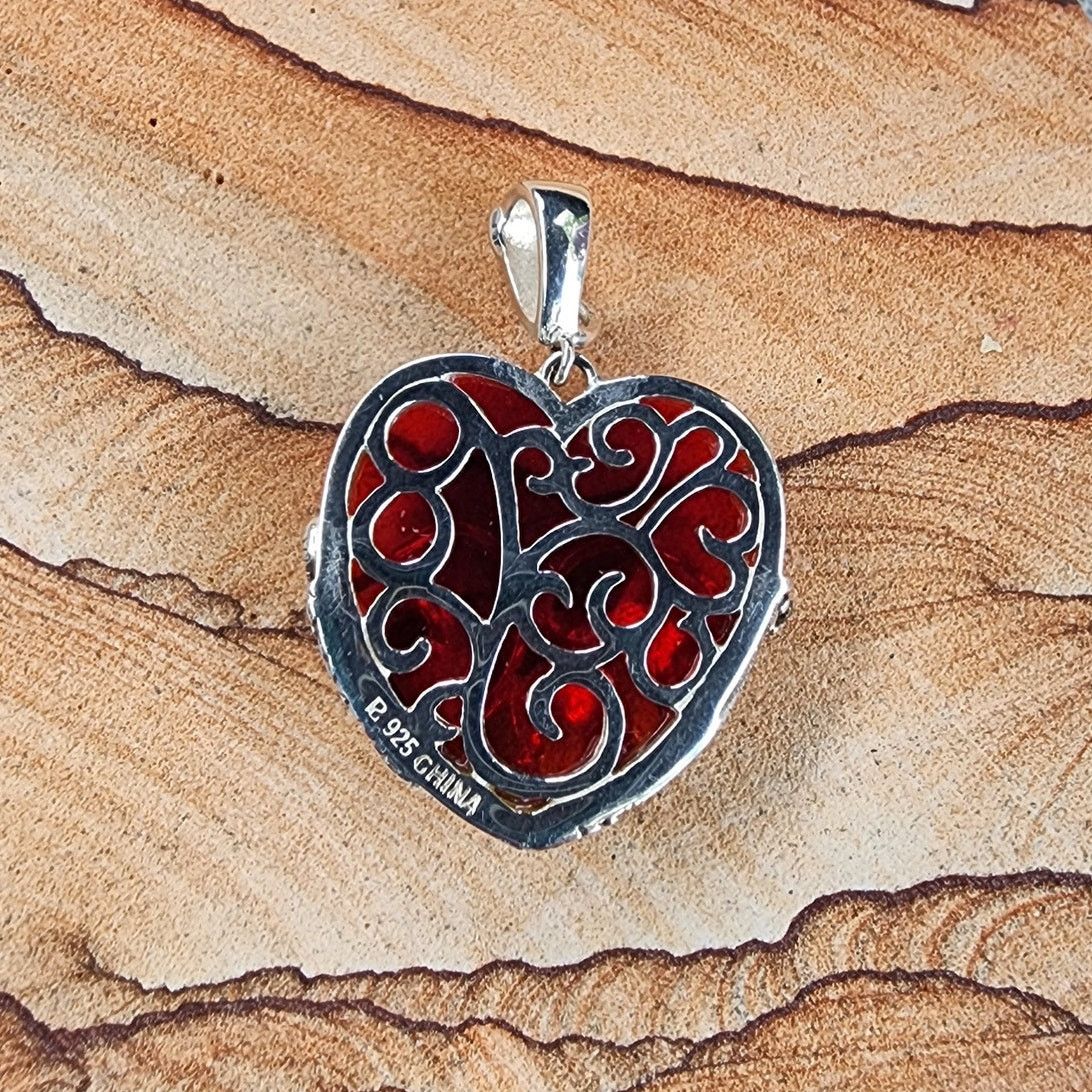 Designer Ross-Simons Sterling Silver Marcasite Glass Heart Pendant Size ONE SIZE - 5 Thumbnail