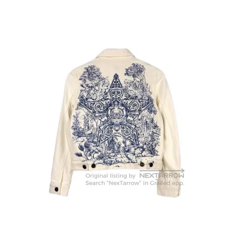 Dior Dior White embroidered bee denim cotton jacket Size XS / US 0-2 / IT 36-38 - 2 Thumbnail