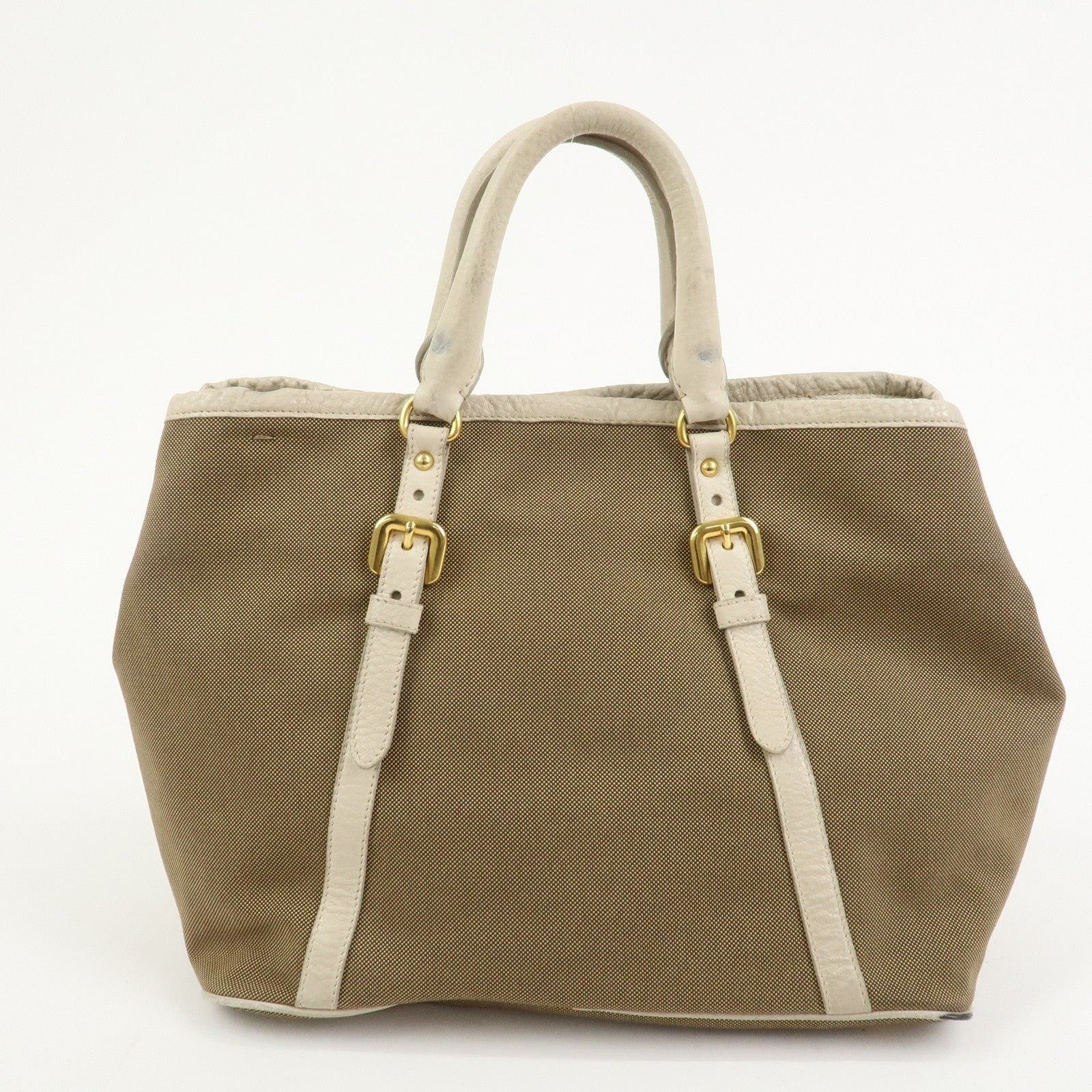 Prada Prada Logo Jacquard Canvas Tote Brown Size ONE SIZE - 2 Thumbnail
