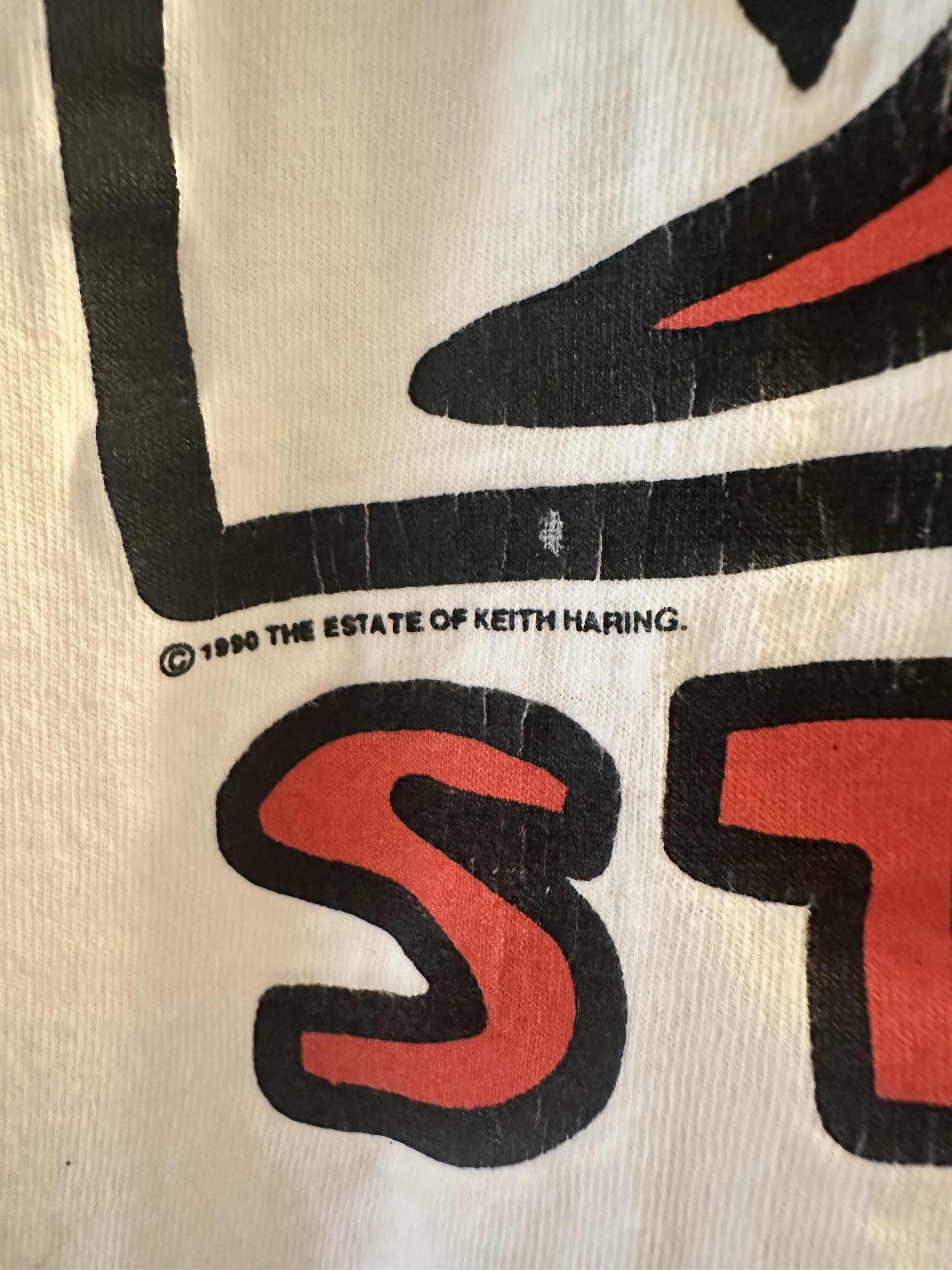Keith Haring × Vintage Keith Haring RARE COLLECTORS 1992 Stop AIDS t shirt Size US XL / EU 56 / 4 - 7 Thumbnail