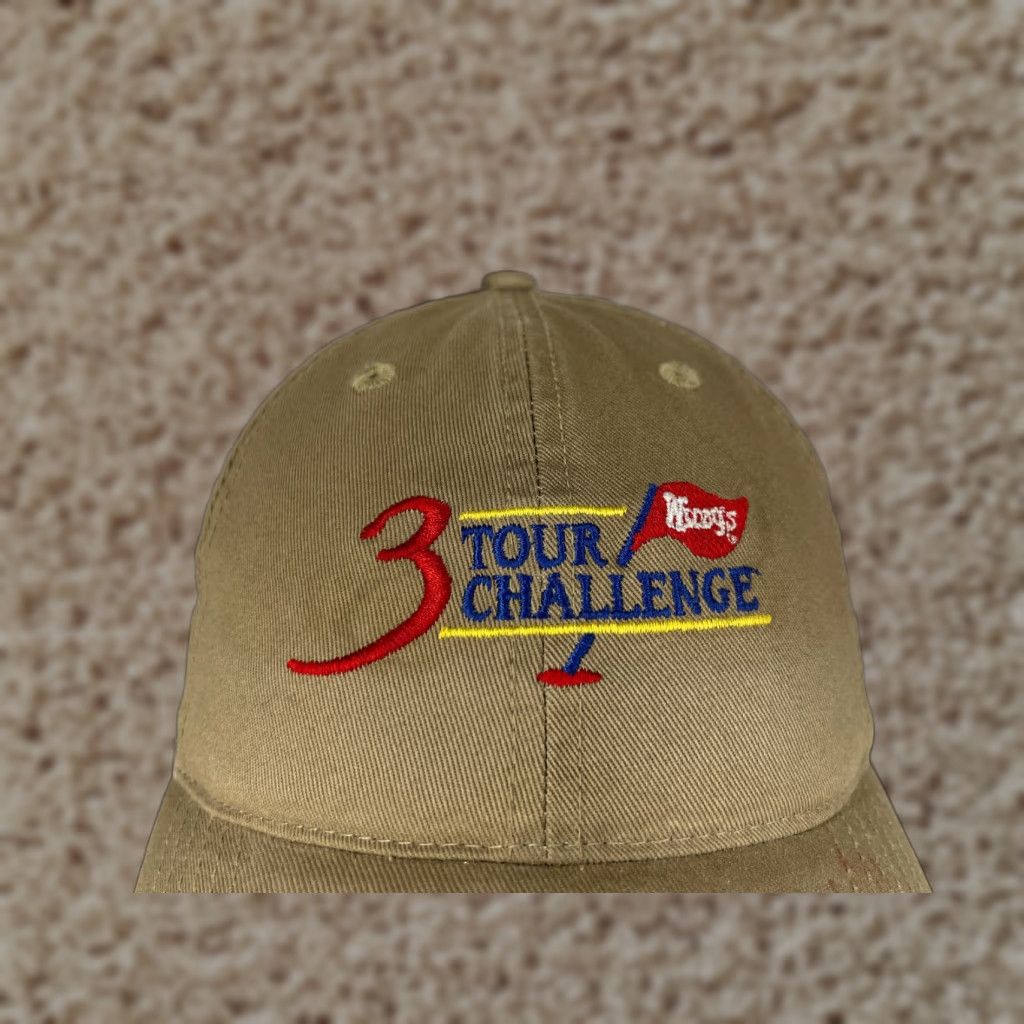 Vintage Wendy's 3-Tour Challenge Golf Tournament Hat Cap Strap Back OS Beige Cotton Size ONE SIZE - 1 Thumbnail