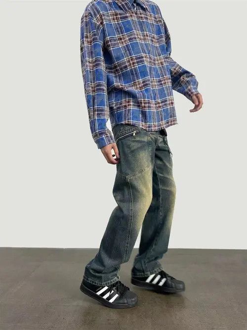 Japanese Brand × Jean Street yellow mud washed loose jeans Size US 32 / EU 48 - 3 Thumbnail