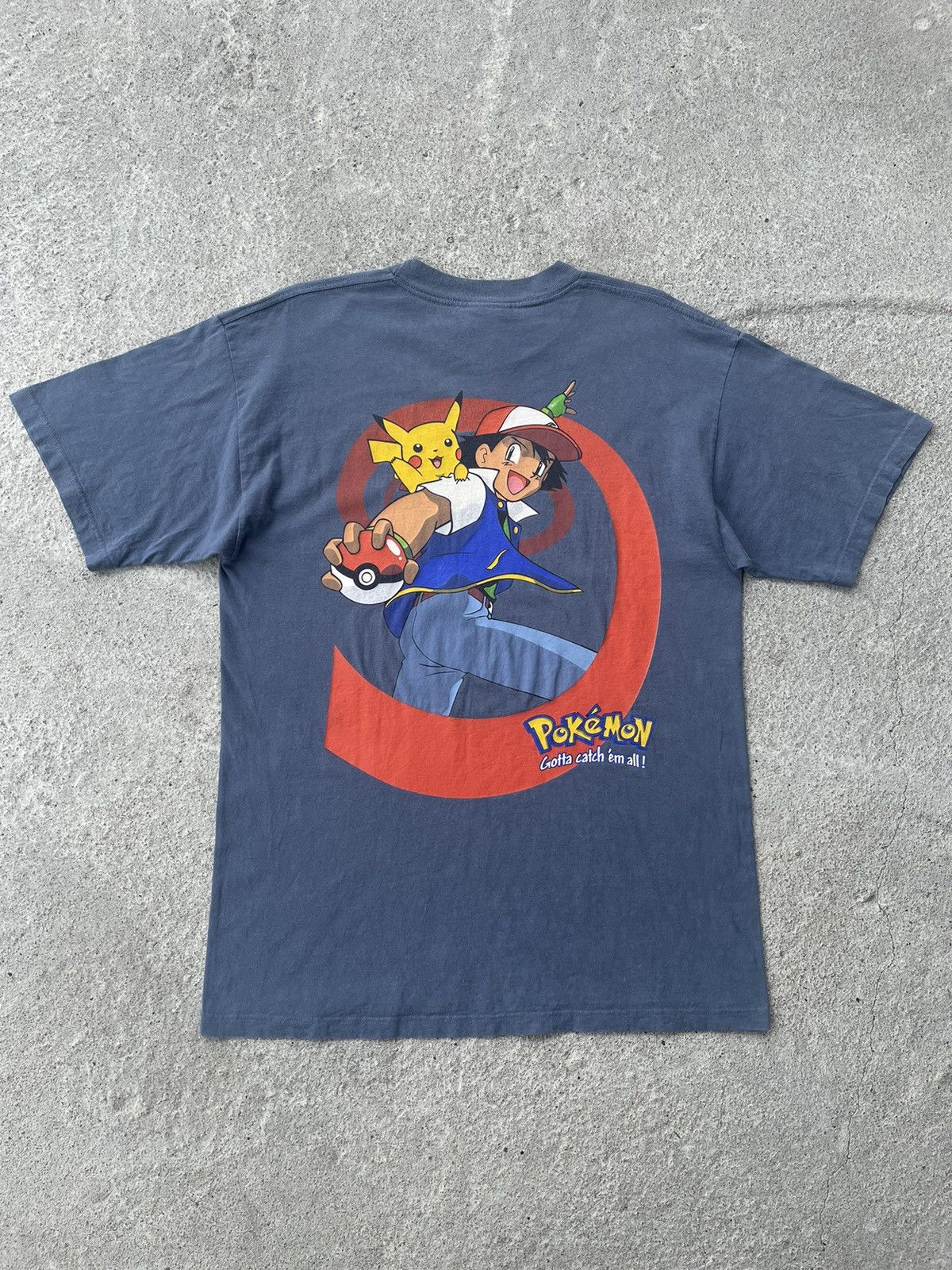 image of Size Vintage Pokemon Ash Pikachu Tshirt in Blue, Men's