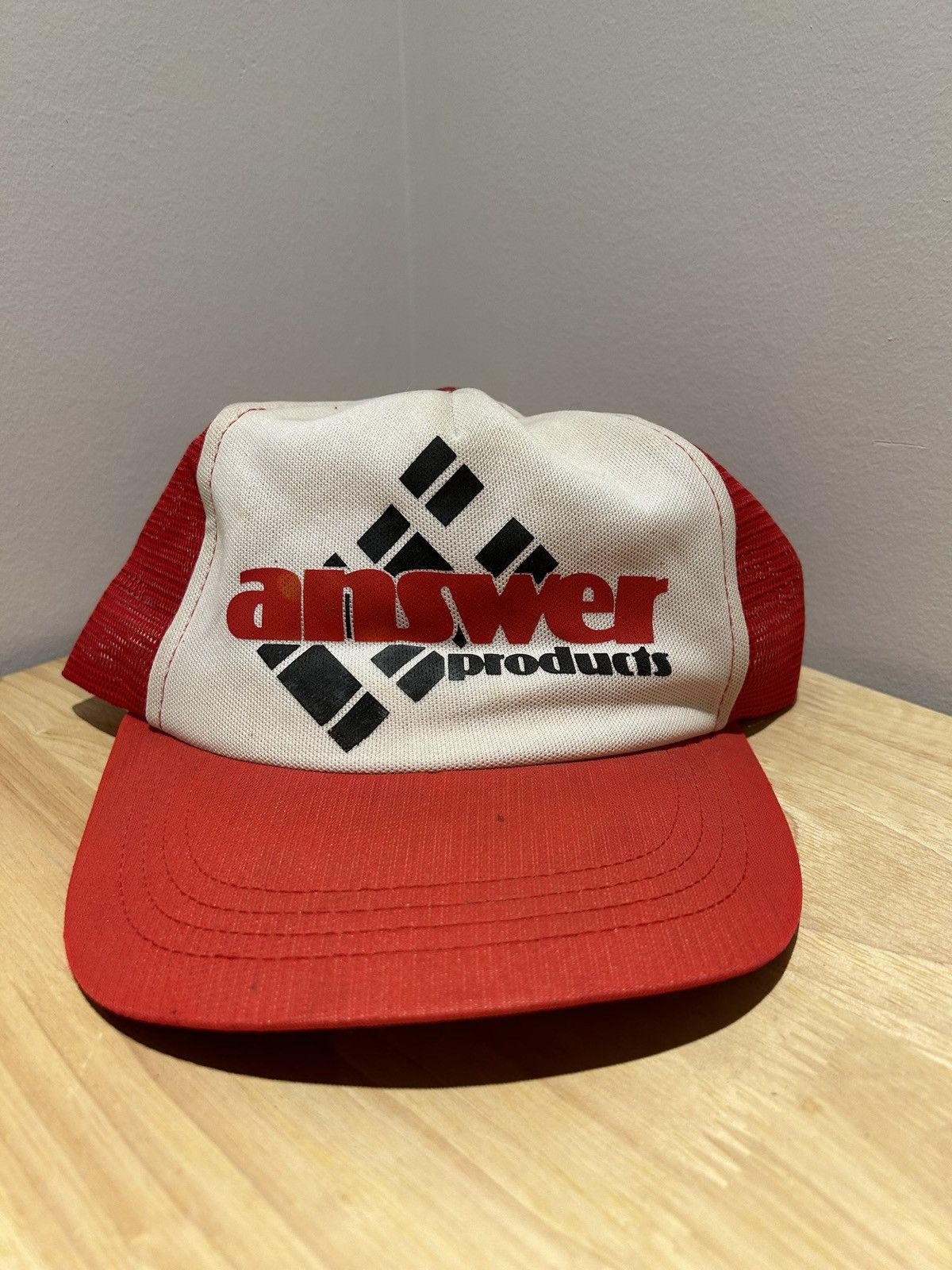 image of Vintage 80’S Answer Racing Motocross Mx Moto Mesh Trucker in Red, Men's