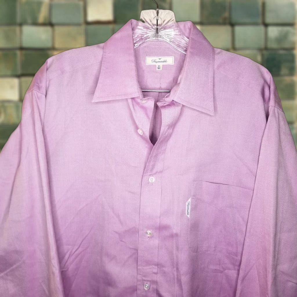Faconnable Façonnable Mens Purple Pink Made In USA Long Sleeve Button-Up 16L Button-Up Shirt Mens USA 16L Size US L / EU 52-54 / 3 - 1 Thumbnail
