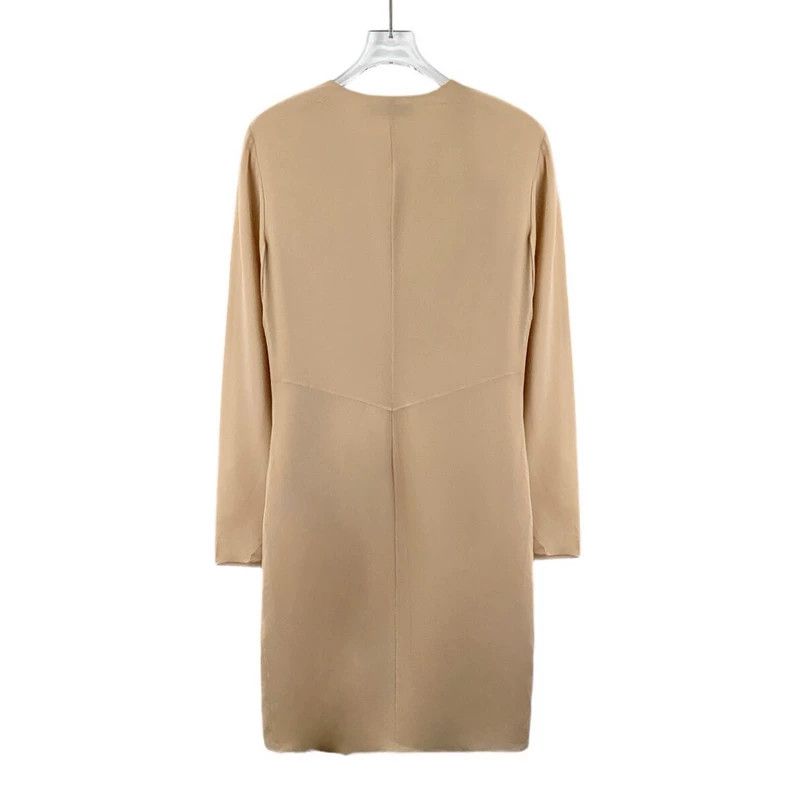 Dior Dior Apricot-colored V-neck pleated silk long-sleeved dres Size XS / US 0-2 / IT 36-38 - 2 Thumbnail