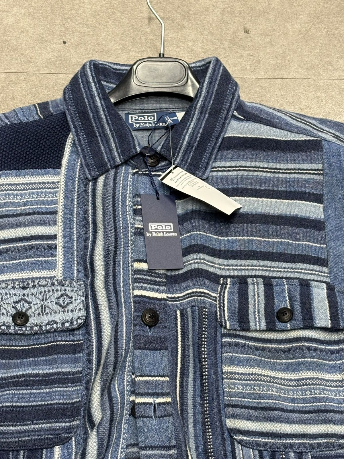 Polo Ralph Lauren Blue Patchwork Workwear Cardigan Ralph Lauren XXL Size US XXL / EU 58 / 5 - 4 Thumbnail