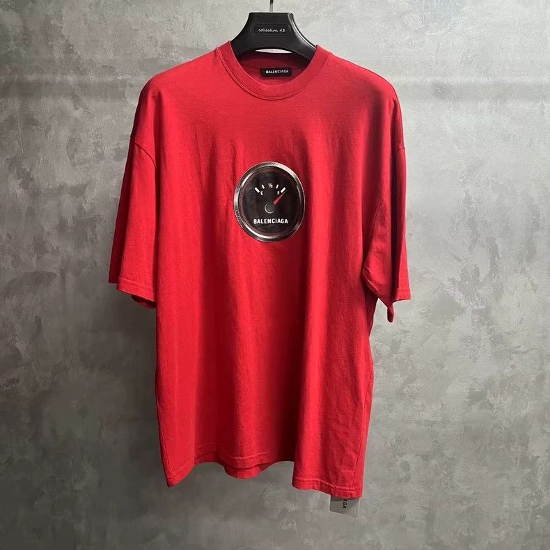 Balenciaga Red Round Neck Short Sleeve T-shirt - dmc