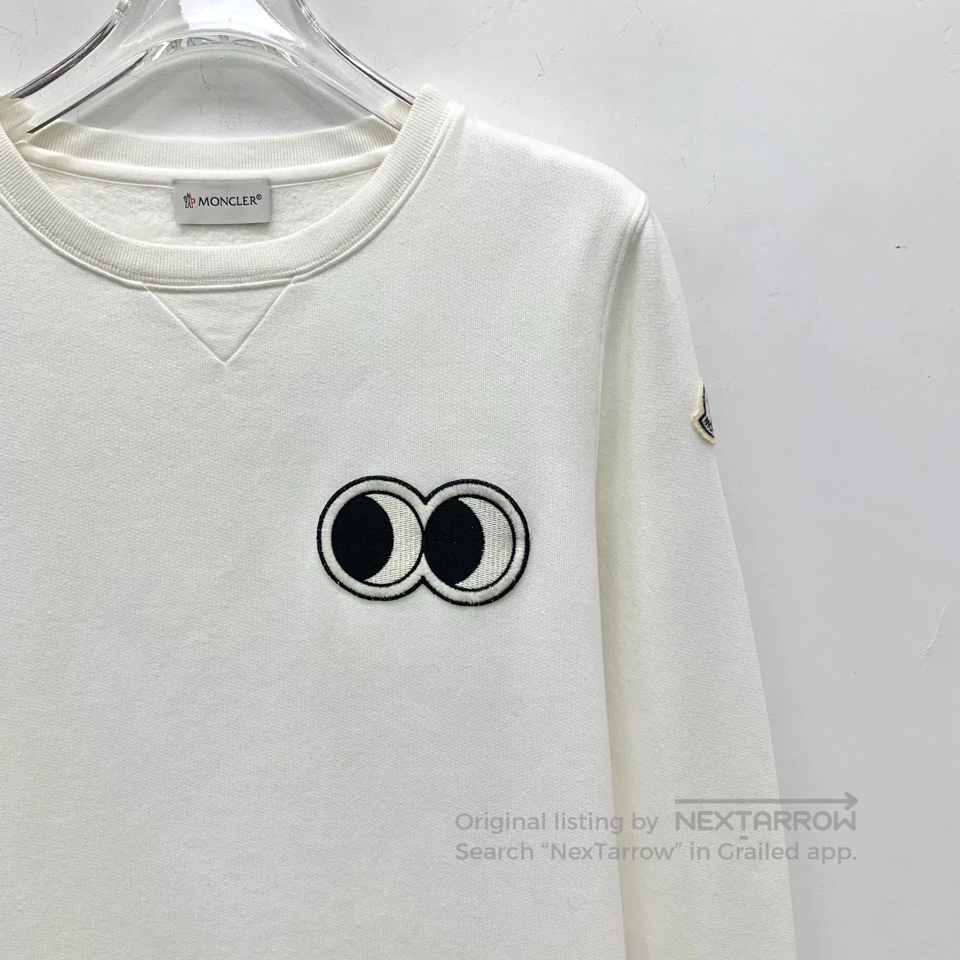 Moncler Moncler White Logo Patch Cotton Round Neck Long-sleeve Swe Size US M / EU 48-50 / 2 - 3 Thumbnail