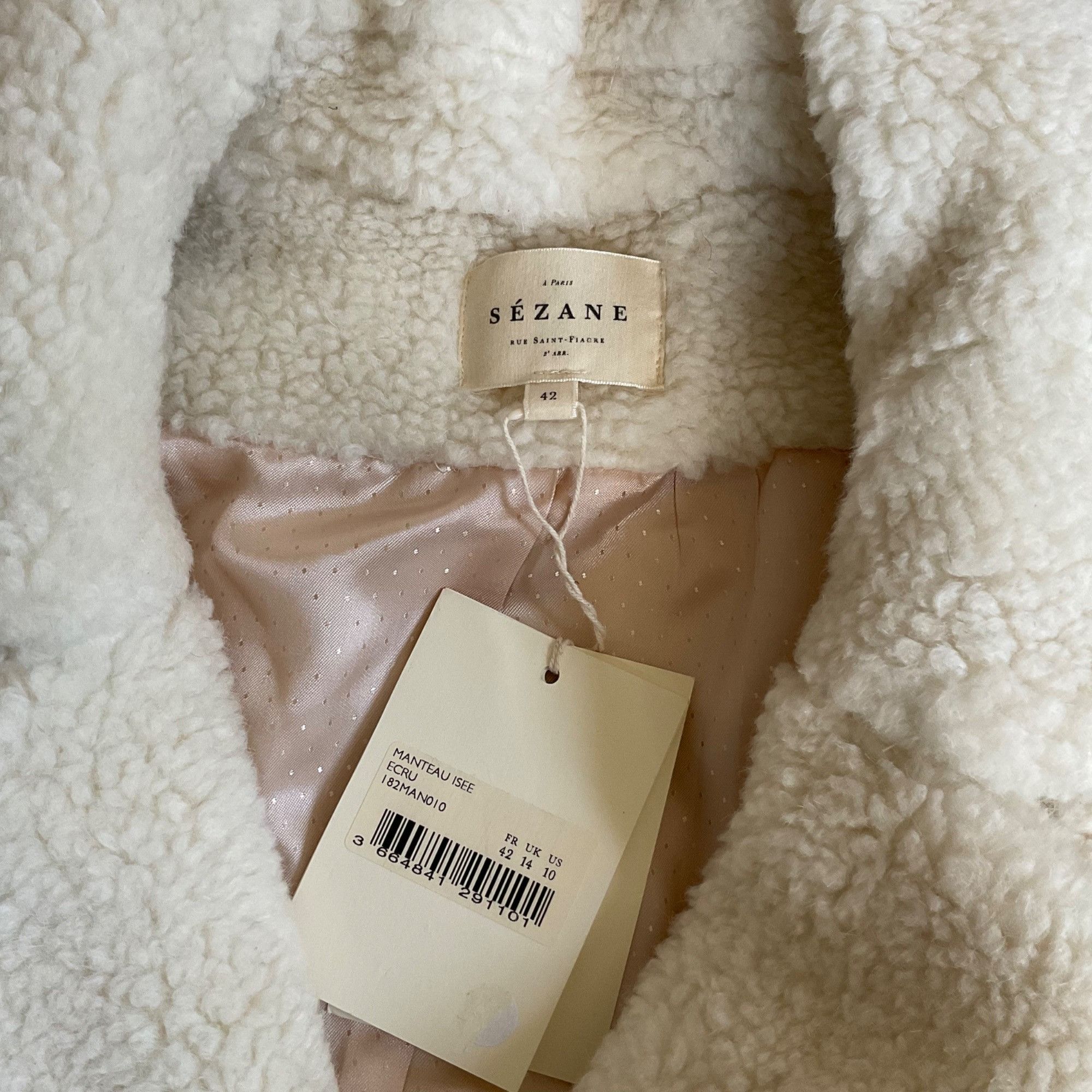 Sezane NWT SÉZANE ISÉE COAT White WOOL soft SZ42 us10 bust44 Size L / US 10 / IT 46 - 3 Thumbnail