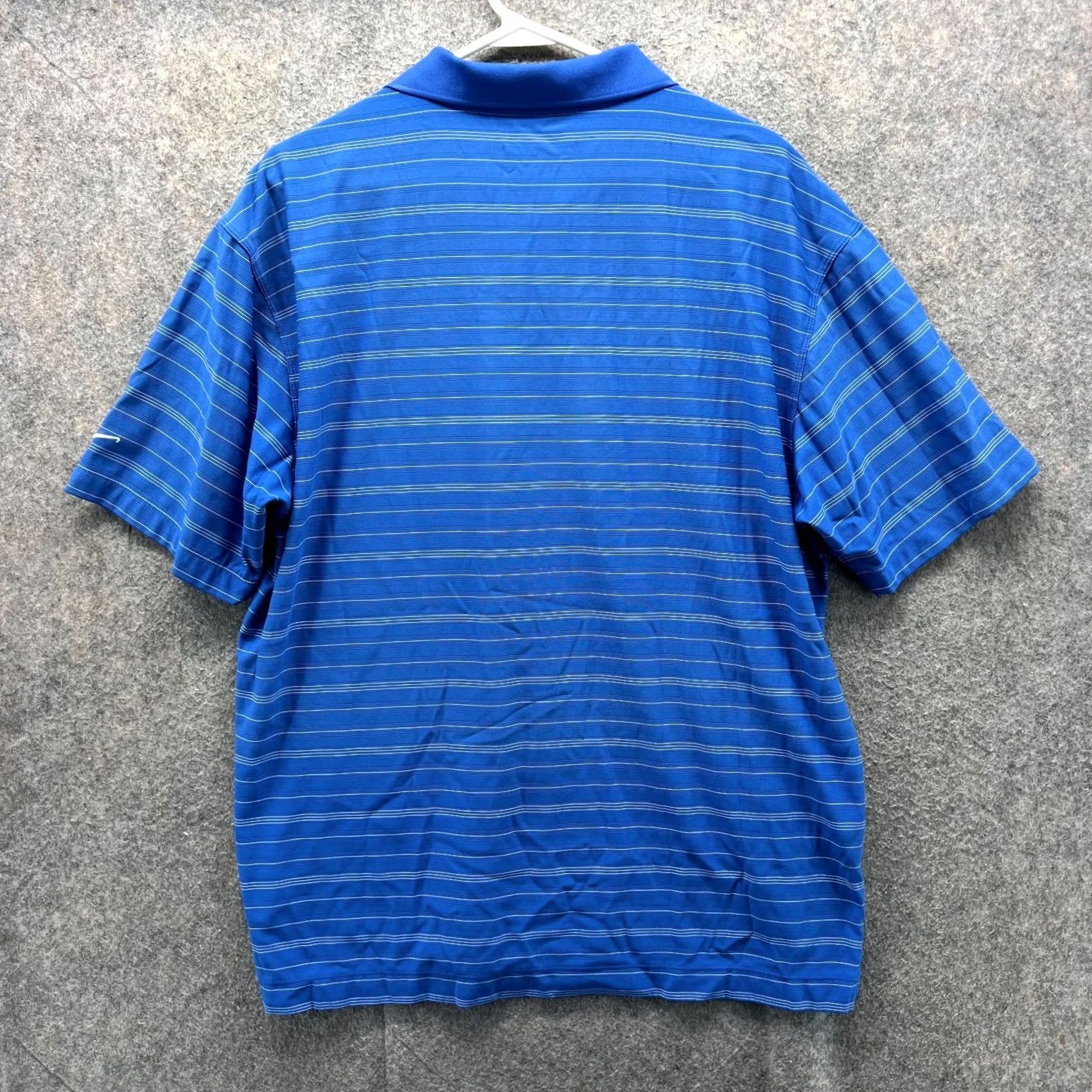Nike VINTAGE Nike Polo Shirt Mens Large Blue Stripes Golf Fit Dry Golfer Performance Swoosh Shirt Men Regular Short Sleeve Striped Nike Golf 90s Mens Size US L / EU 52-54 / 3 - 2 Thumbnail