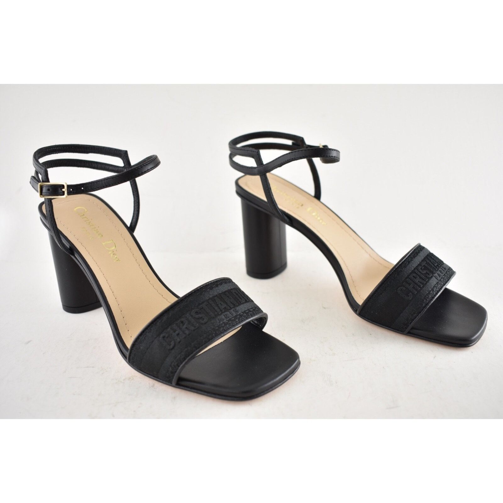 Dior Dior Dway Heeled Sandal Embroidered Satin Black Ankle Size US 5 / IT 35 - 4 Thumbnail