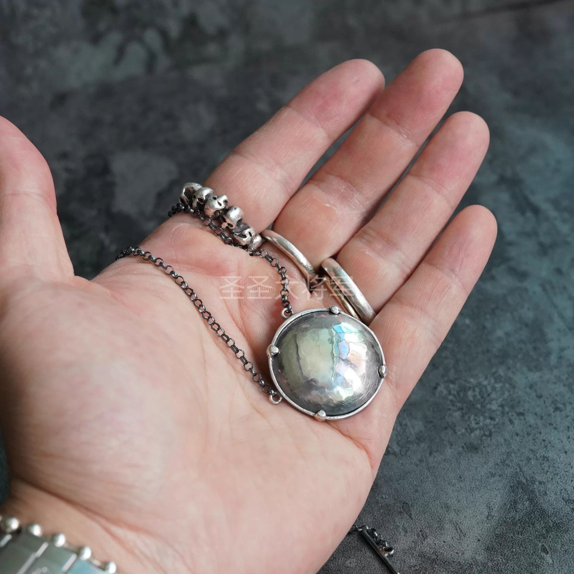 DETAJ Detaj Hammered Distressed Shield Necklace Size ONE SIZE - 6 Thumbnail