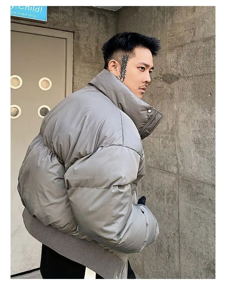 image of Vintage Y2K Gray Oversized Puffer Jacket in Grey, Men's (Size 2XL)