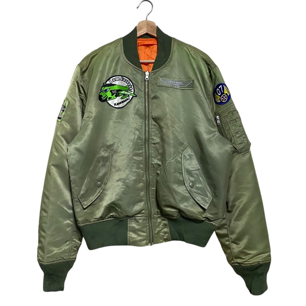 Japanese Brand Kawasaki MA-1 Bomber Jacket Reversible Sunfaded Size US XL / EU 56 / 4 - 1 Thumbnail