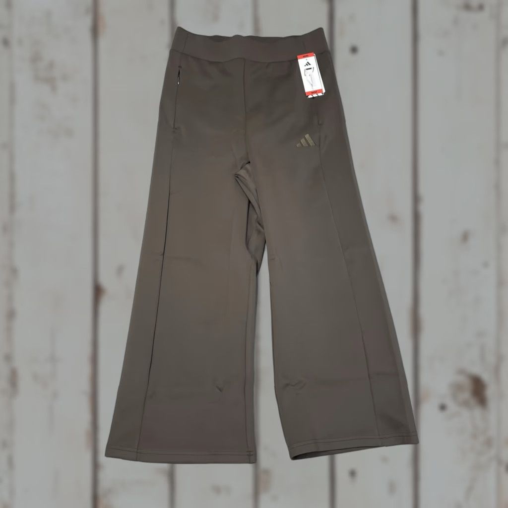 Adidas Women's M Pants Brown Polyester Spandex Wide Leg Regular Inseam Not Specified 88% Polyester 12% Spandex Brown Logo Women