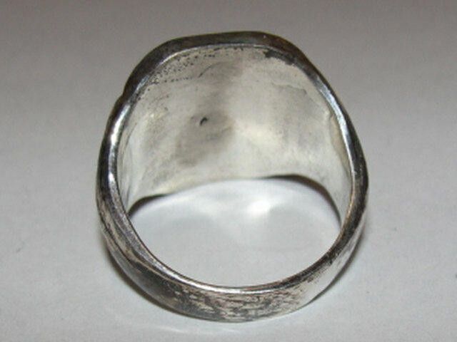 Designer Large Square Shaped Antiqued Silver Signet Ring Alberto Juan Size ONE SIZE - 3 Thumbnail