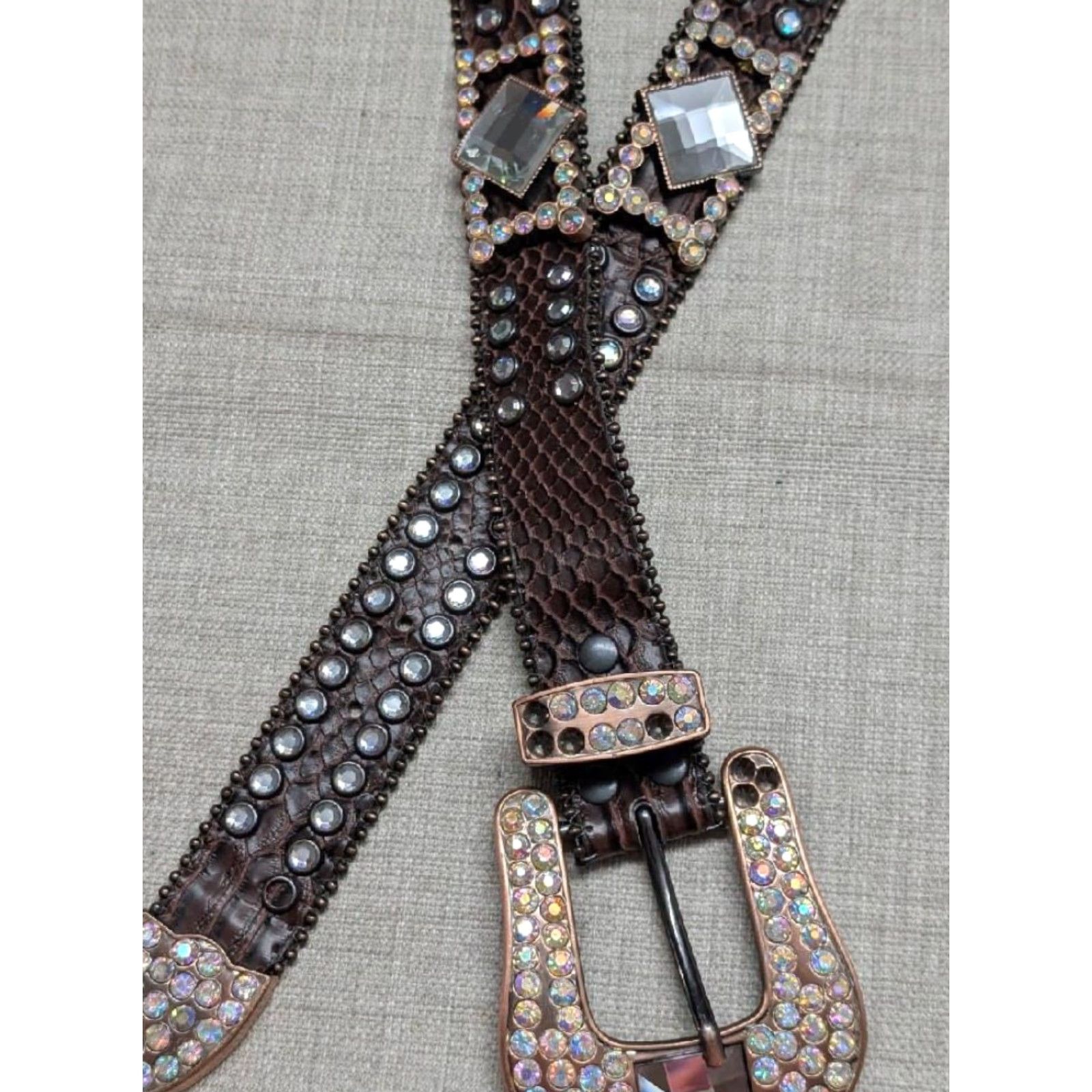 Vintage VINTAGE NOCONA belt Western Studded Rhinestone 38 Brown Leather Cowboys Rodeo Belt Mens Size 38 - 6 Thumbnail