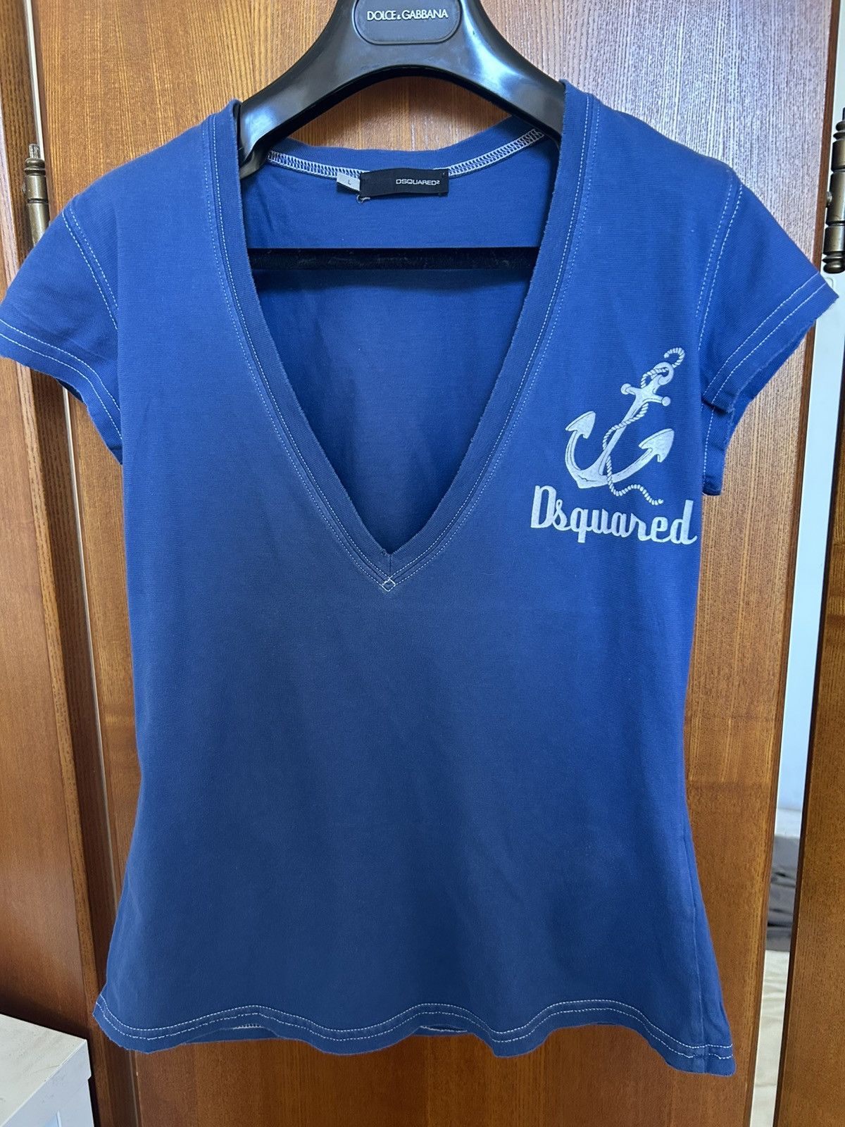 Dsquared2 Dsquared2 Cotton V‑Neck T‑Shirt – Excellent Condition Size L / US 10 / IT 46 - 4 Thumbnail