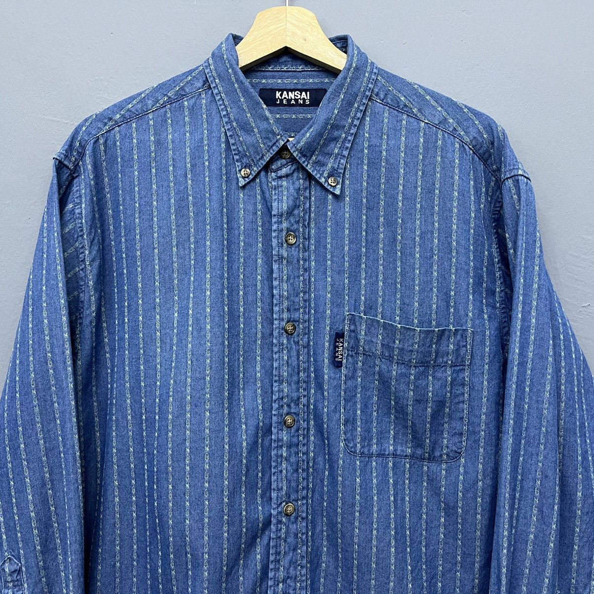 Kansai Yamamoto Kansai Jeans Button Up Shirt Size US L / EU 52-54 / 3 - 3 Thumbnail