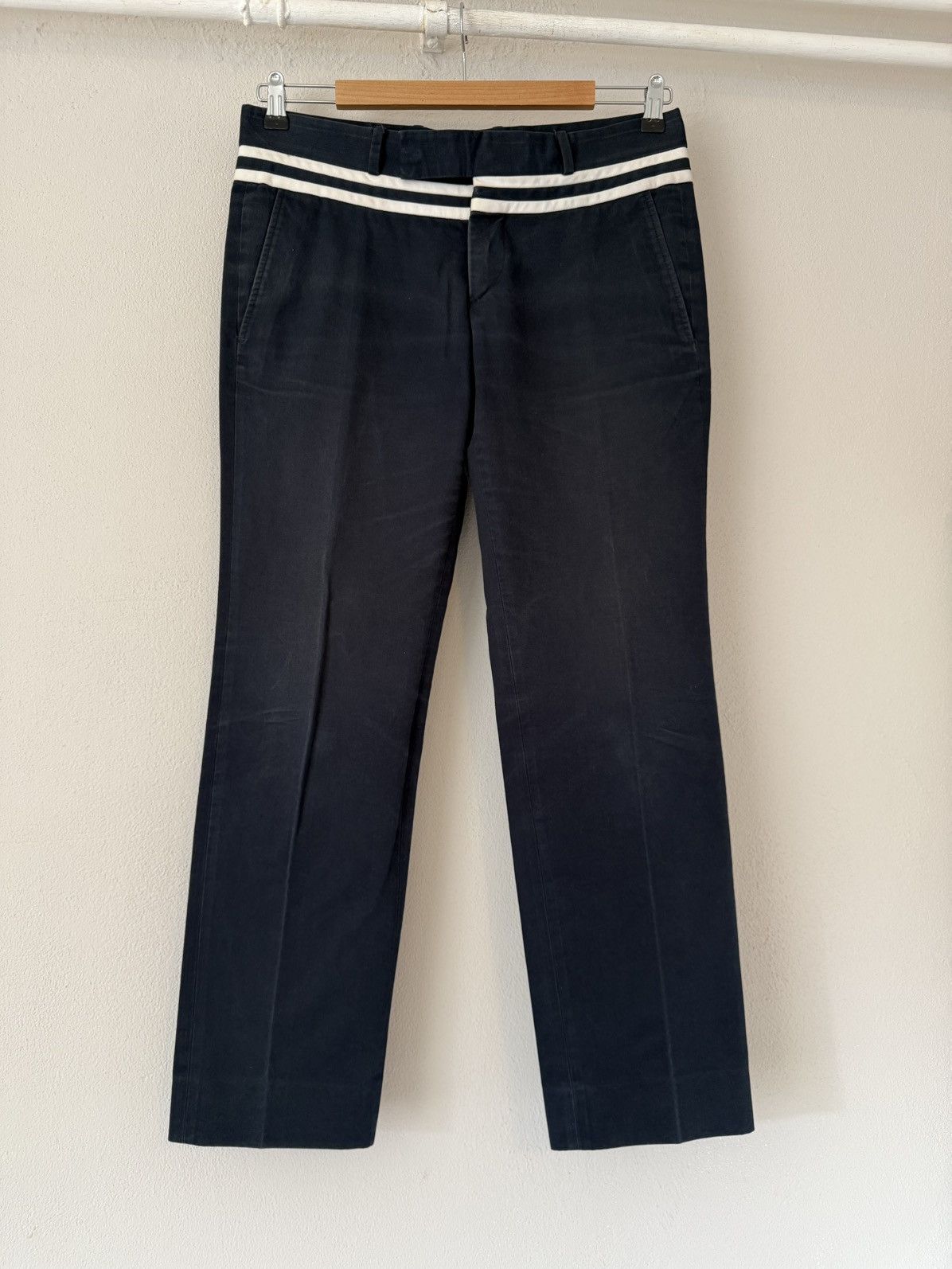 Gucci Navy Cotton Trousers with White Waistband Stripes Size US 30 / EU 46 - 1 Thumbnail