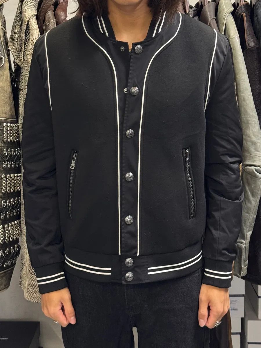Balmain Balmain Black Buttoned White Lined Varsity Jacket Size US M / EU 48-50 / 2 - 2 Thumbnail