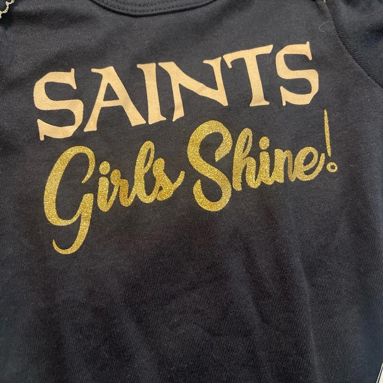 NFL Gerber NFL Saints Bodysuit 3-6M Black Gold Ruffle Sleeve Size ONE SIZE - 4 Thumbnail