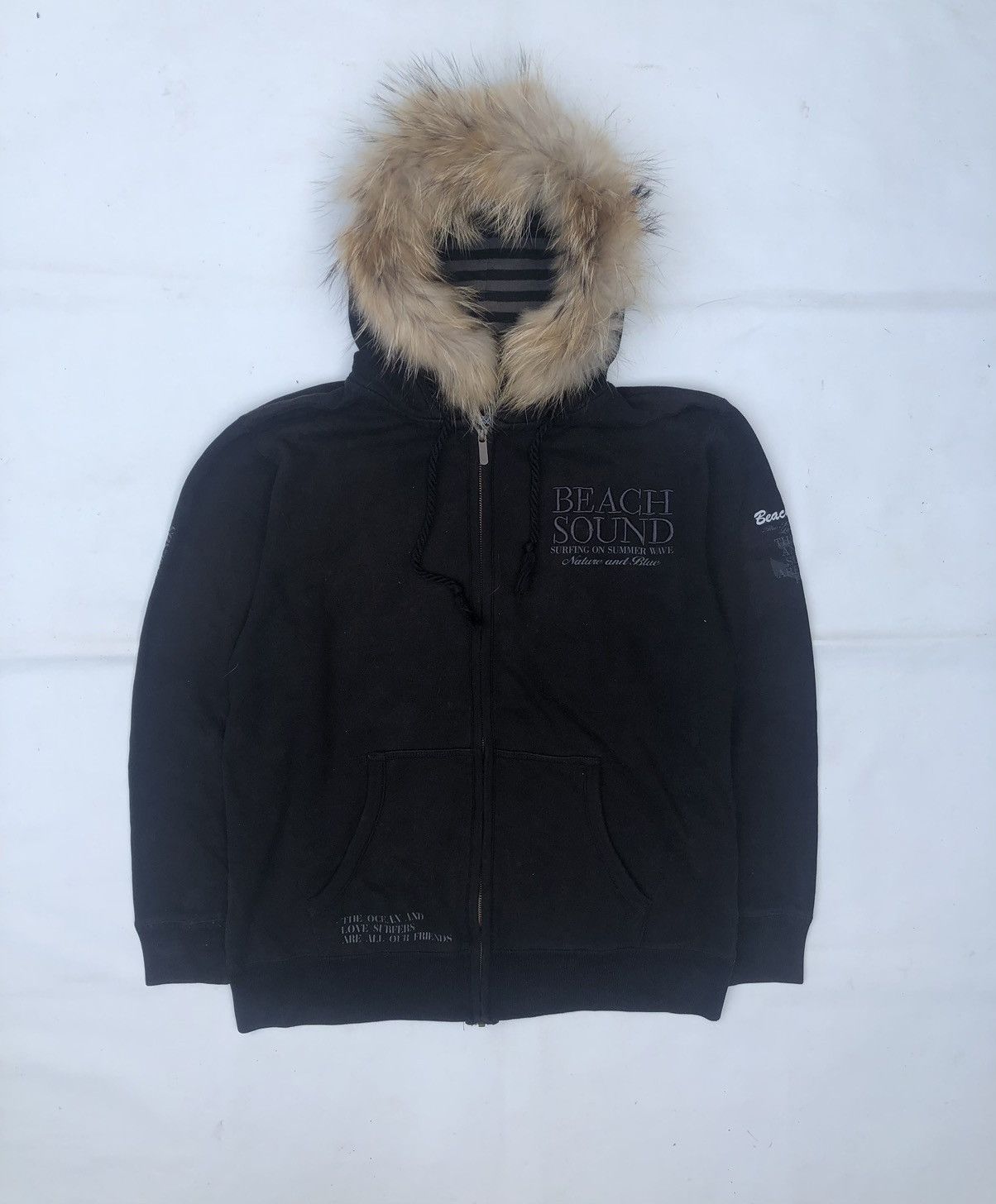 Japanes Poem BeachSound Fur Hoodie Zipper LGB Style