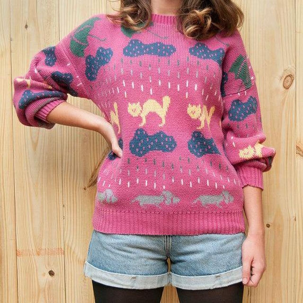 Woolrich Woolen Mills Vintage Woolrich Women’s Retro Pink Cat Sweater Small Size S / US 4 / IT 40 - 2 Thumbnail