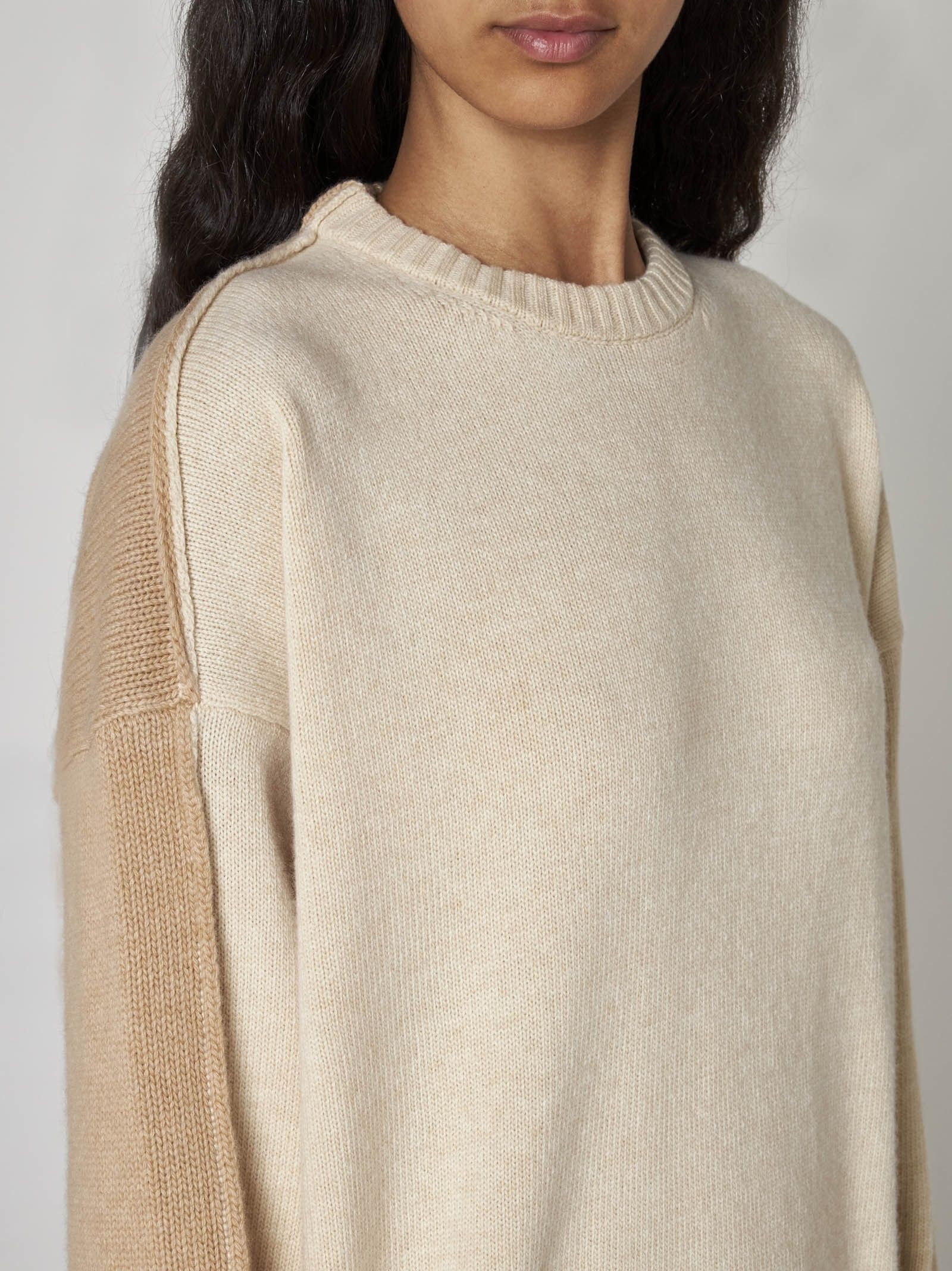 Bottega Veneta o1n1vont0325 Mix Weight Wool Sweater in Beige Size M / US 6-8 / IT 42-44 - 5 Thumbnail