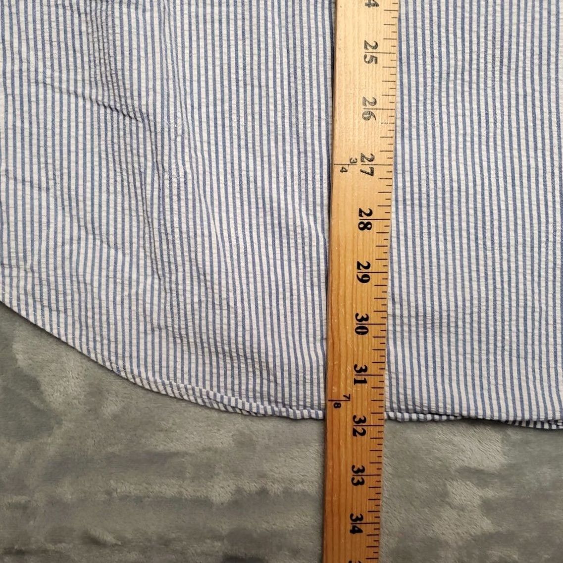 Ralph Lauren VINTAGE Ralph Lauren Shirt Mens 2XL Blue White Stripe Button-Up Short Sleeve Seersucker Crinkle 100% Cotton Logo Pattern Casual Mens Size US XXL / EU 58 / 5 - 7 Thumbnail