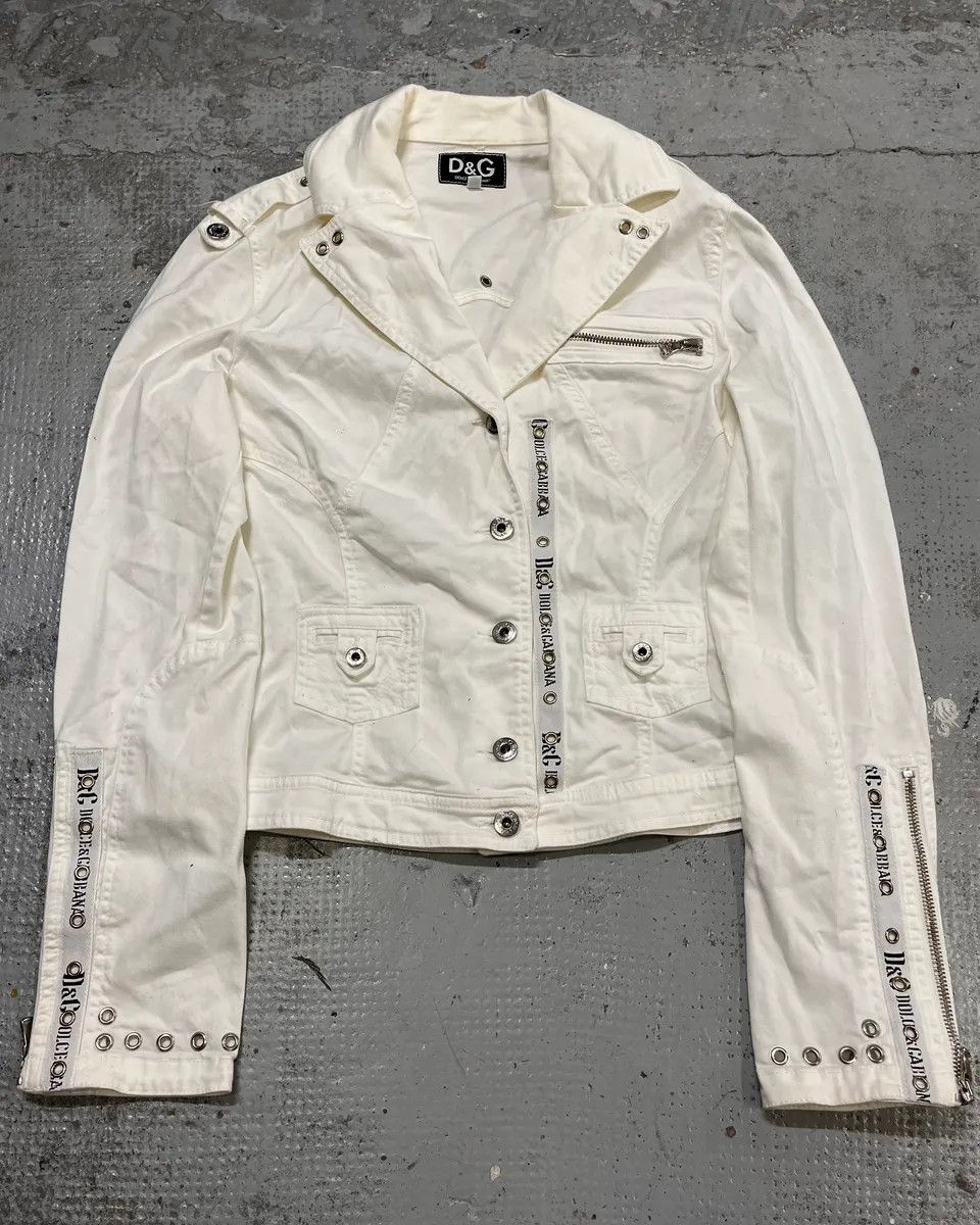 Dolce & Gabbana 2000s Dolce & Gabbana White Light Perfecto Jacket Size M / US 6-8 / IT 42-44 - 1 Thumbnail