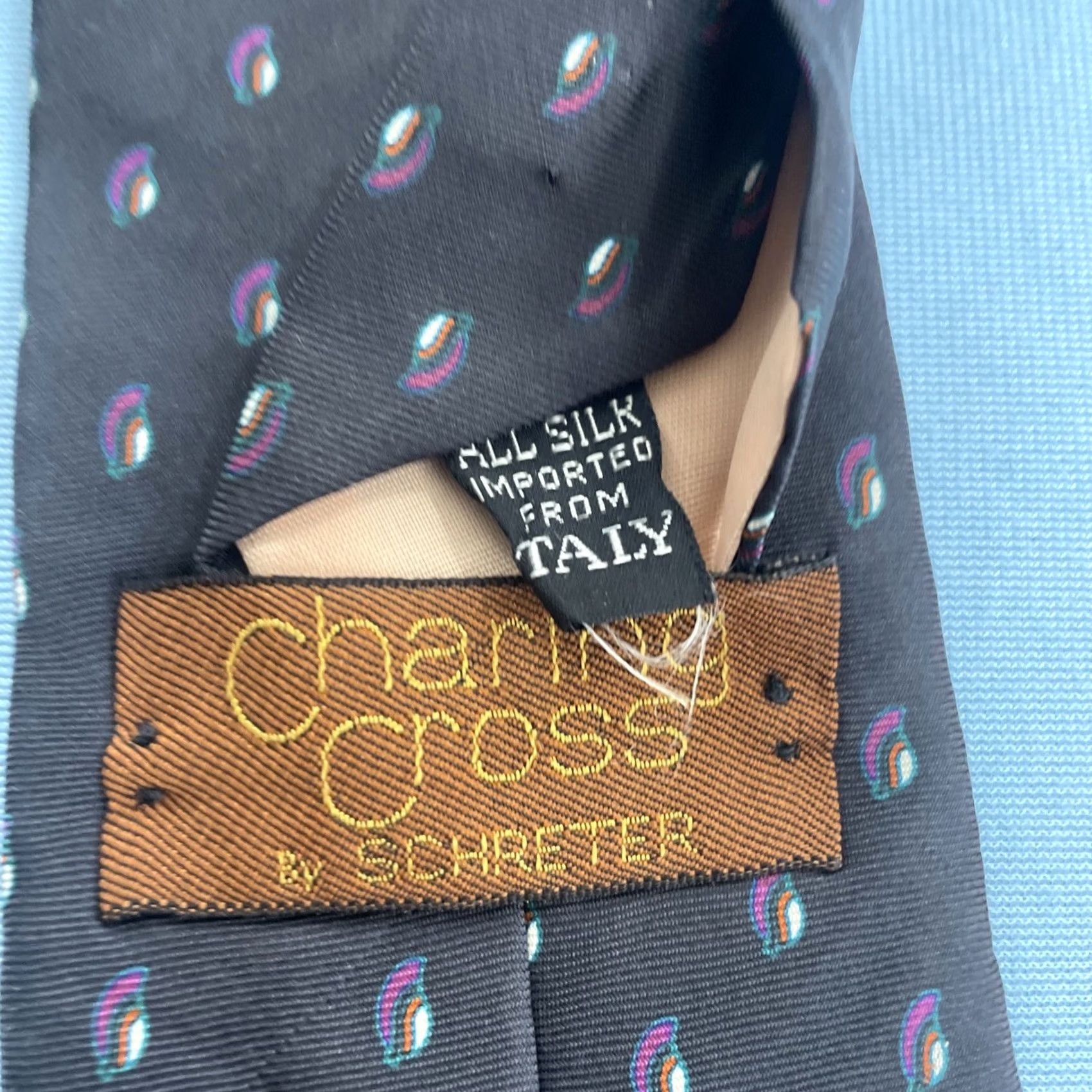 Vintage VINTAGE Necktie Charing Cross Schreter Italy Silk vtg 90s Geometry Black Deco Fan 3.5x56 Capsule Necktie Size ONE SIZE - 6 Thumbnail