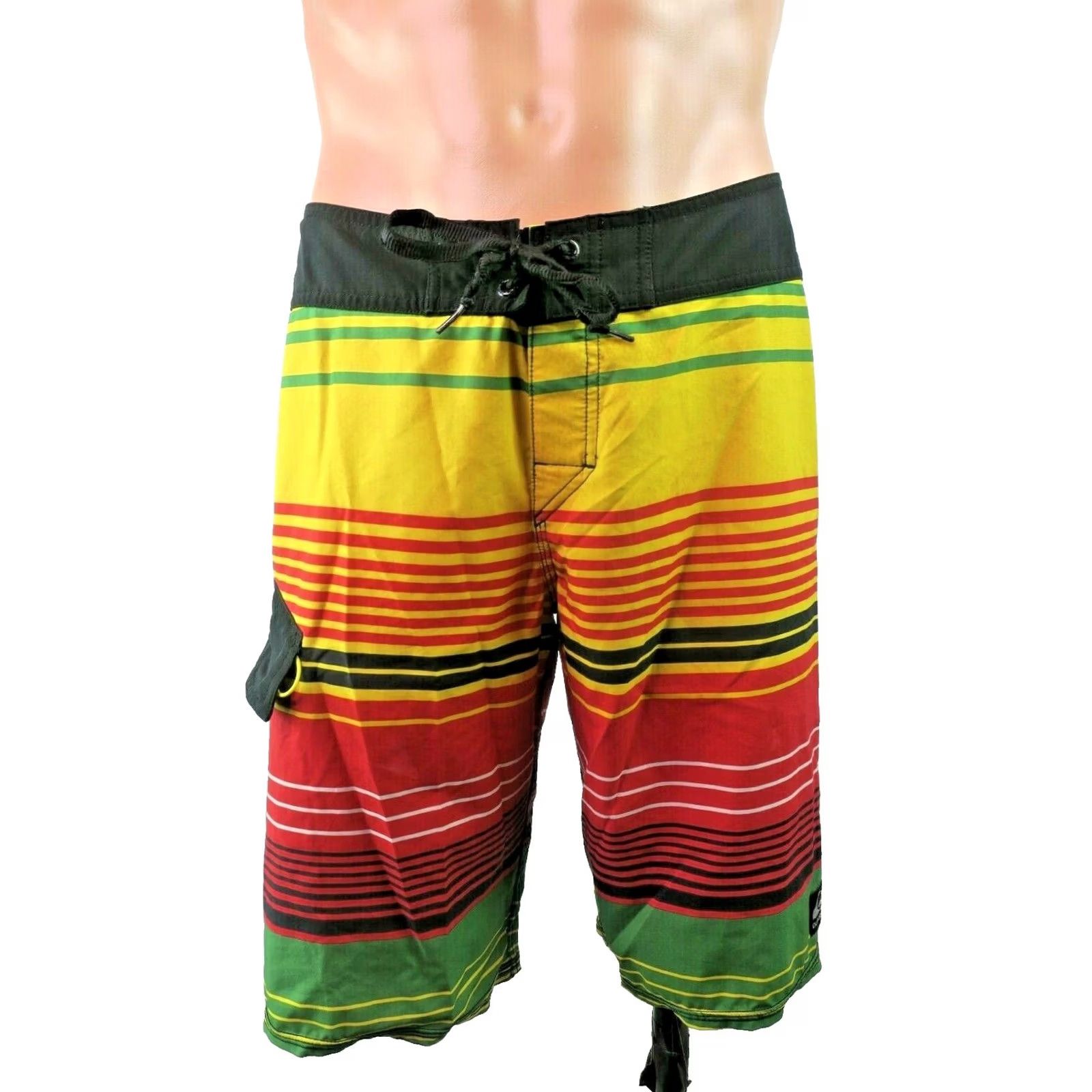Quiksilver VTG Quiksilver Board Shorts Beach Rasta Striped Lace-Up Swim Trunks sz 30 Mens Multicolor 90s Size US 30 / EU 46 - 2 Thumbnail