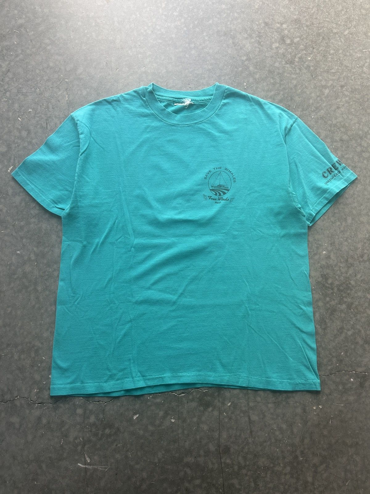 Vintage Vintage 90s Greenpeace Four Winds Maui Graphic Tee Size US XL / EU 56 / 4 - 3 Thumbnail