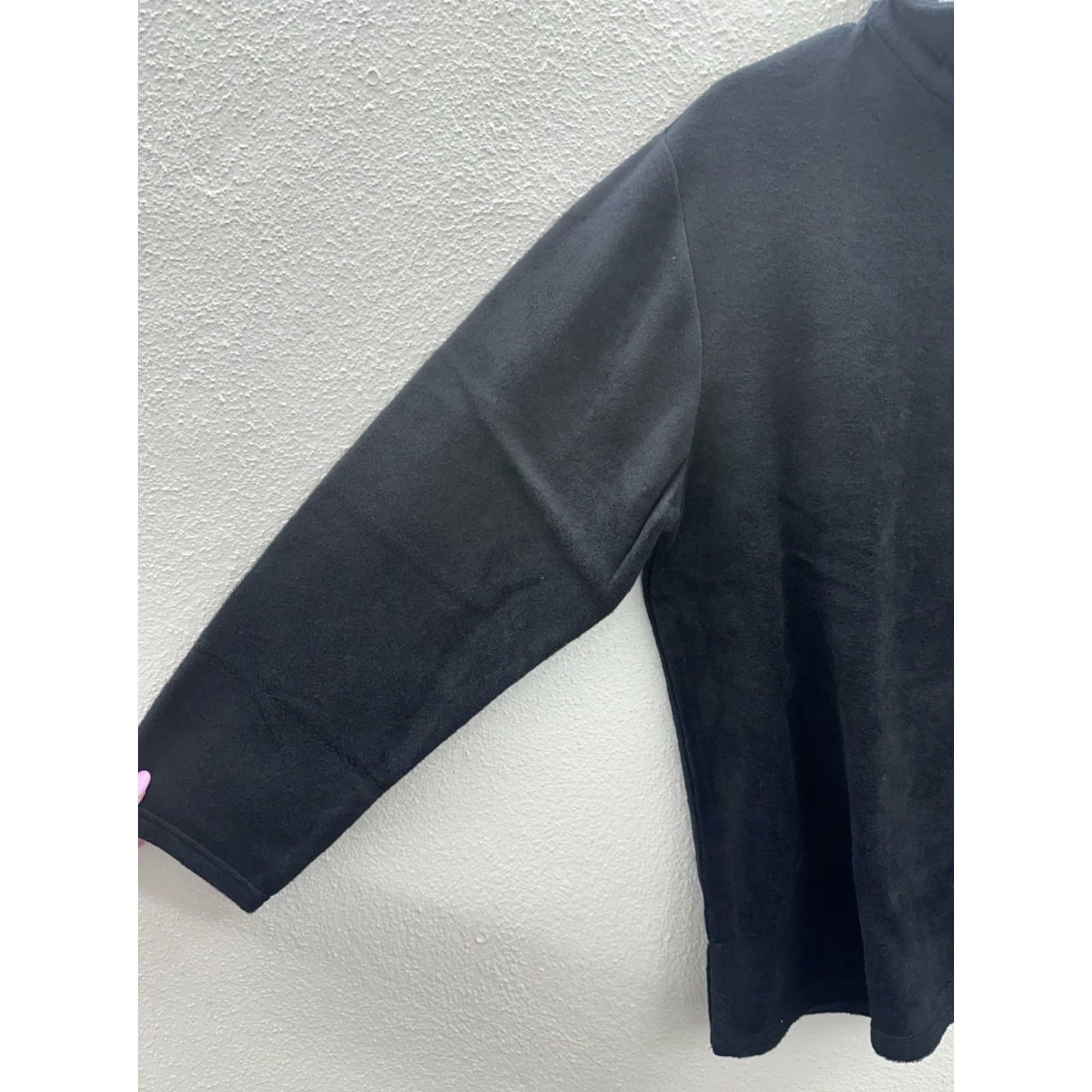 Vintage Anthony Richards Womens Pullover Long Sleeve Henley Fleece Black XL Petite Size T-Shirt Size XL / US 12-14 / IT 48-50 - 2 Thumbnail