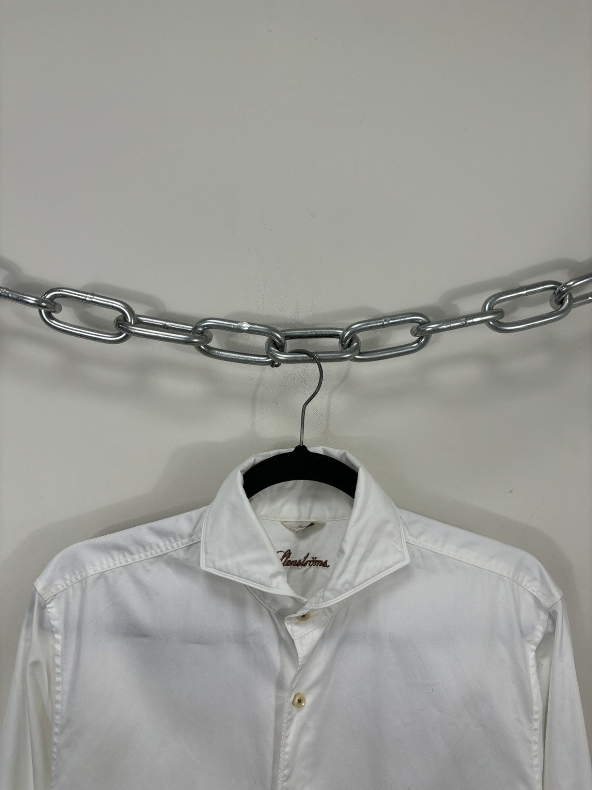 Strenstroms Stenstroms Slimline Men’s Twofold Cotton White Dress Shirt Size US M / EU 48-50 / 2 - 3 Thumbnail